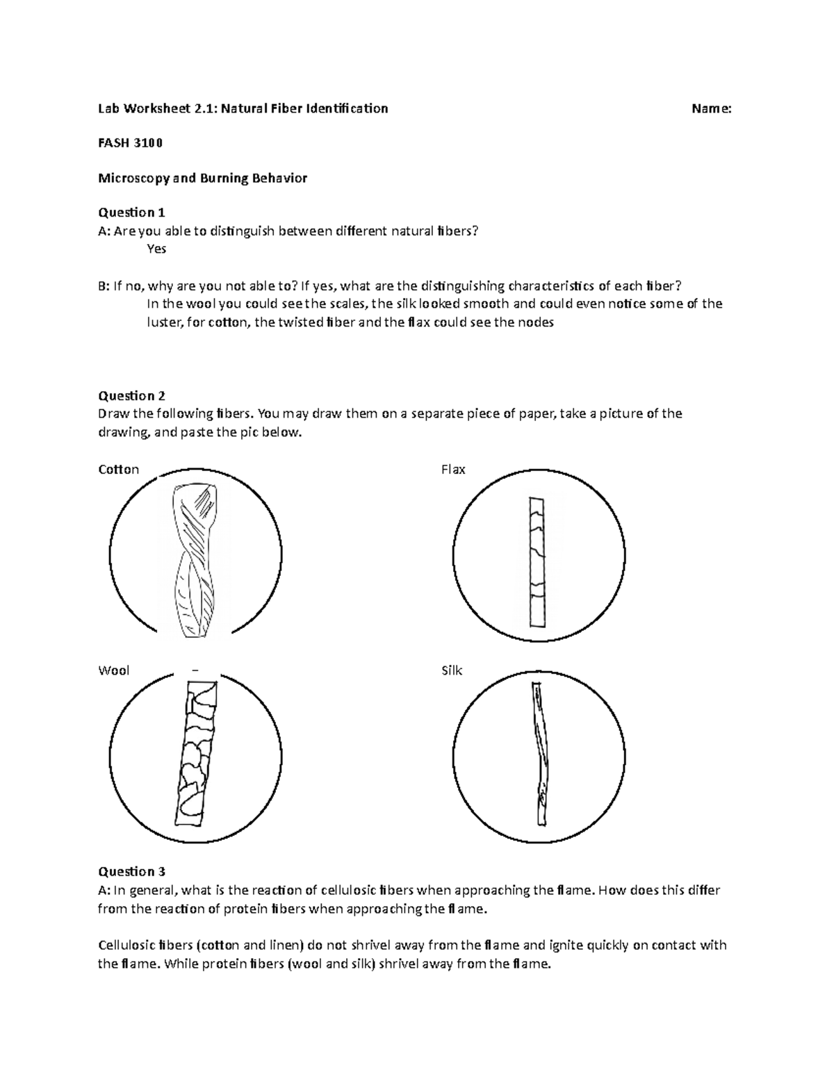 FASH 3100 Lab Worksheet 2.1 (1) copy Lab Worksheet 2 Natural Fiber