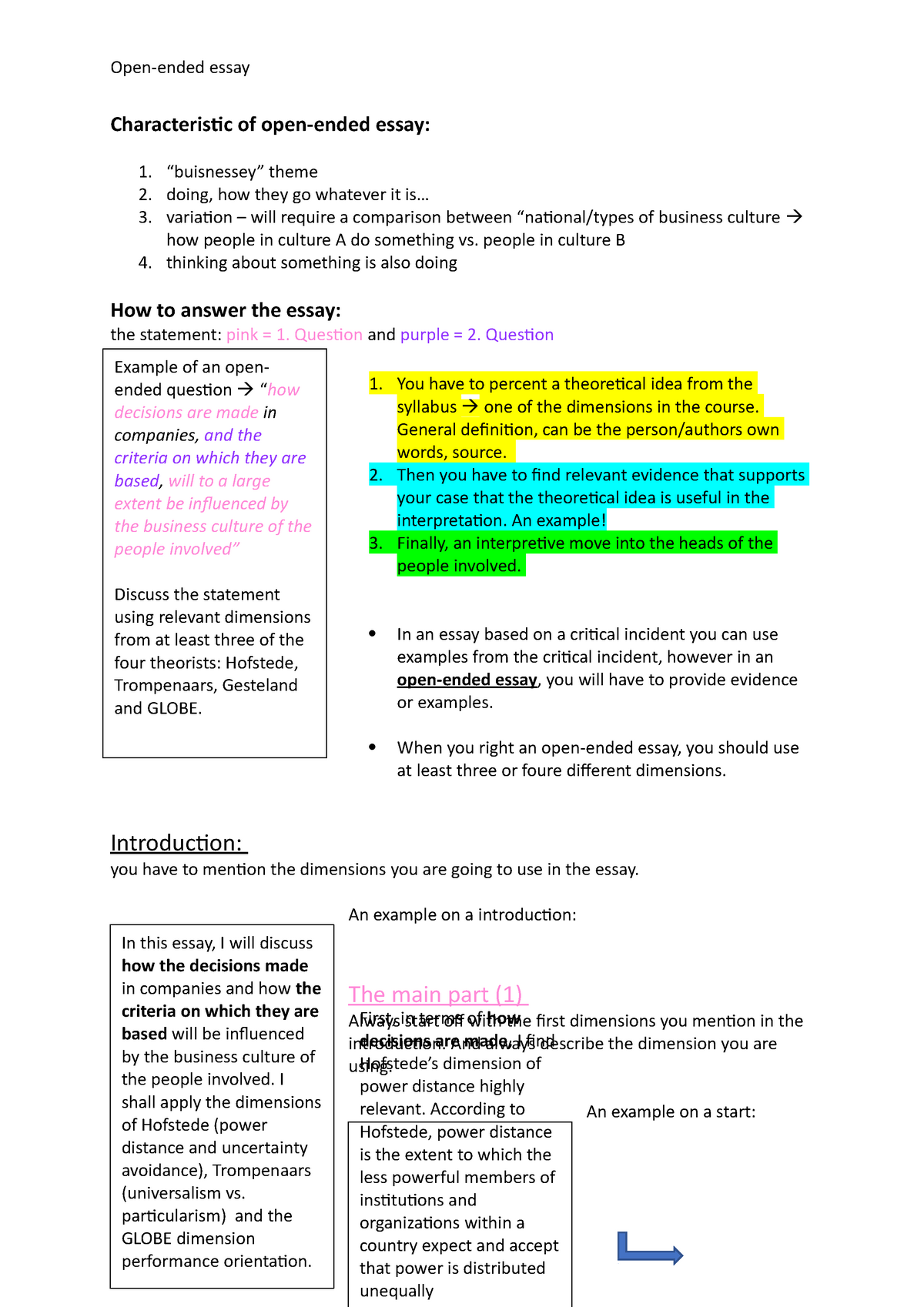 Open Ended Essay Open Ended Essay Characteristic Of Open Ended Essay Buisnessey Theme Doing Studocu