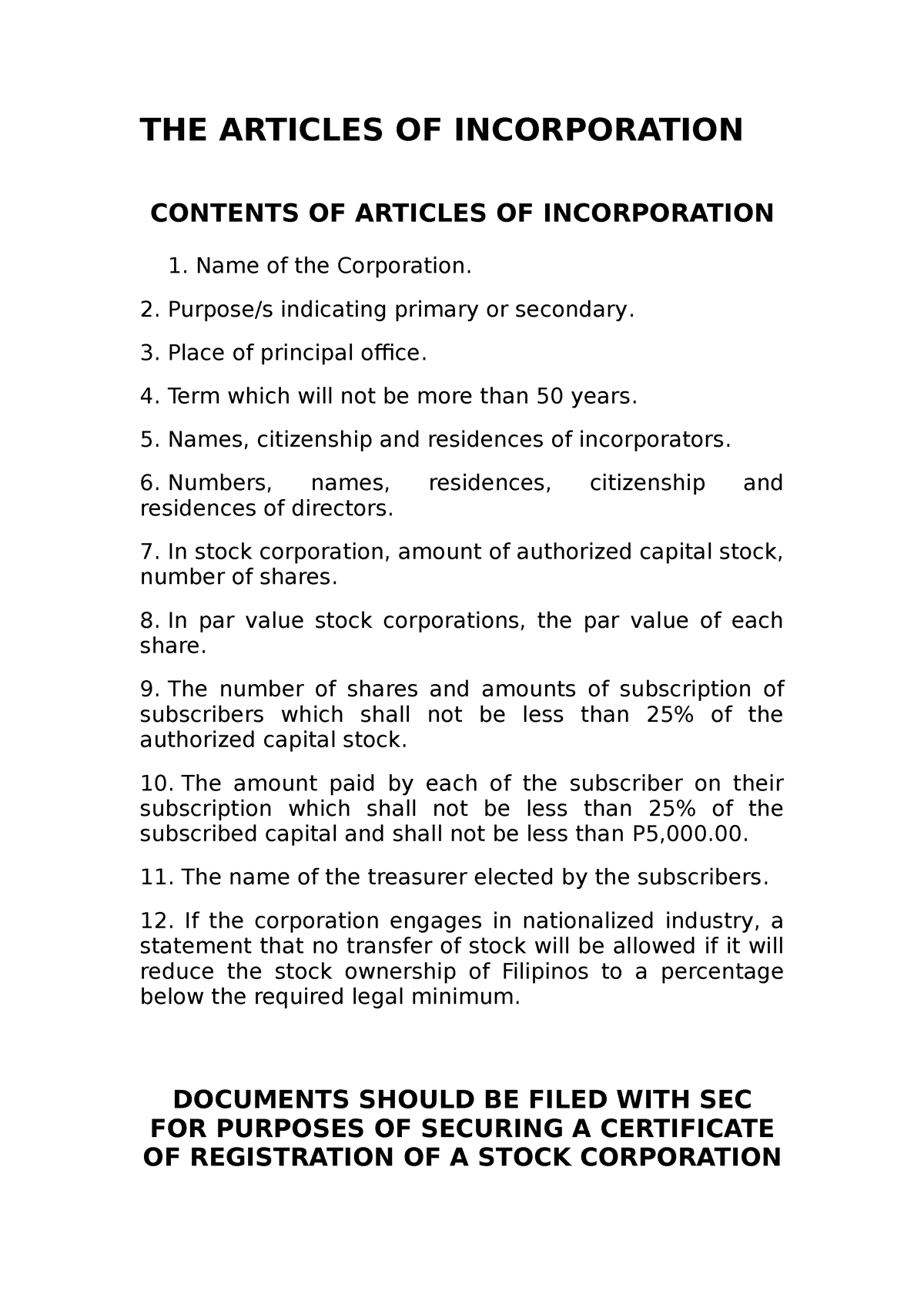 What Is The Definition Articles Of Incorporation