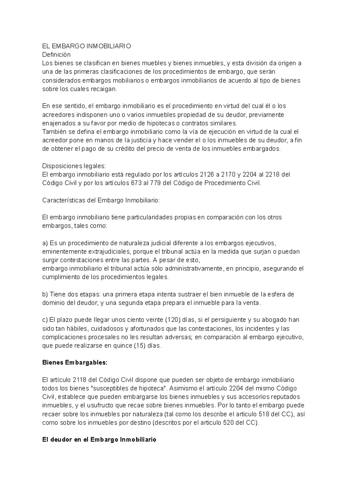 El embargo inmobiliario - EL EMBARGO INMOBILIARIO Definición Los bienes ...