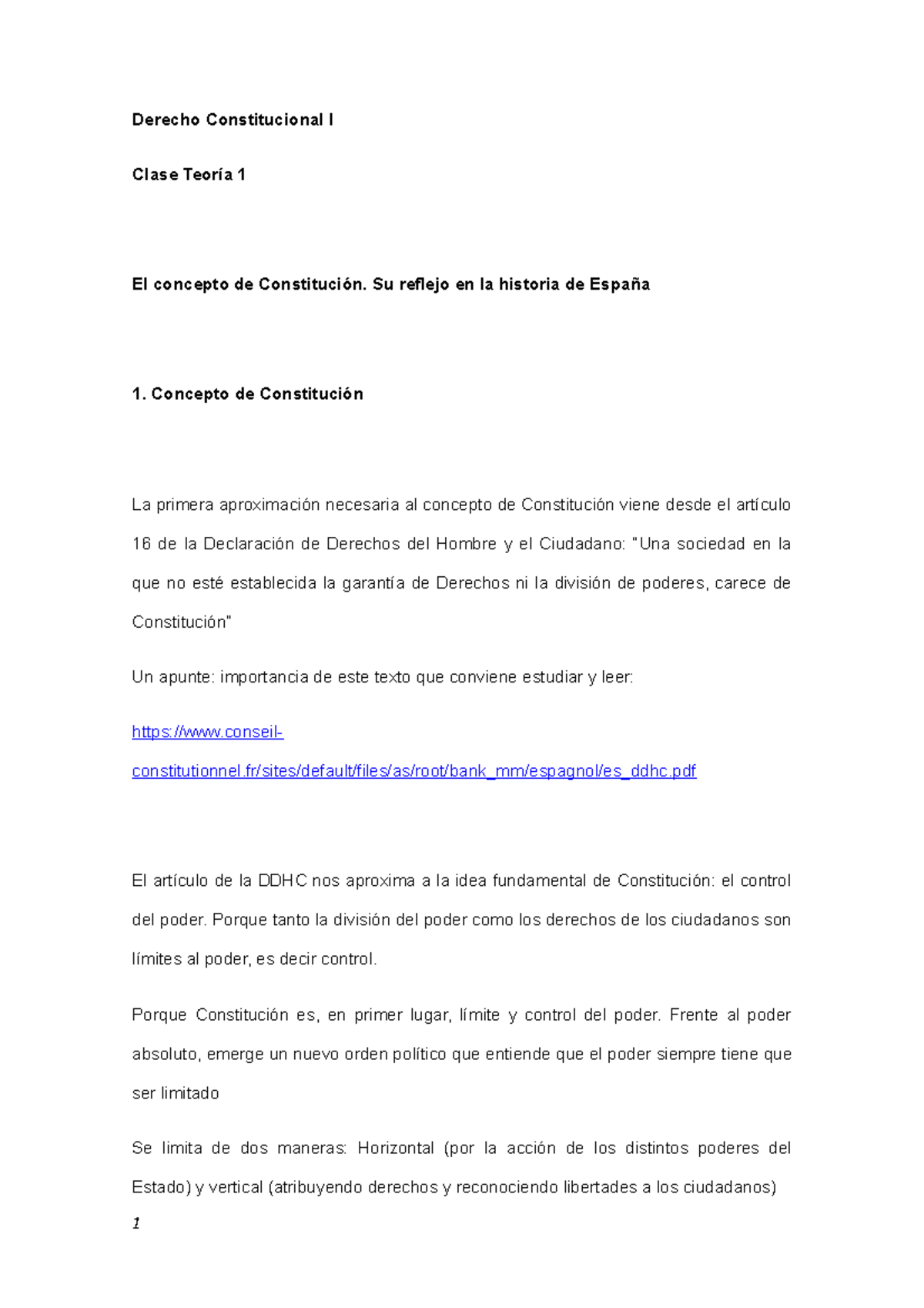 Apuntes tema 1 profesor José Tudela - Derecho Constitucional I Clase ...