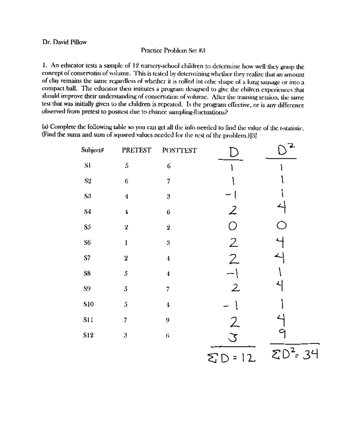 Practice Problem Set 3 - Dr. David Pillnw Praetiee PnJhletn Set #3 1 ...