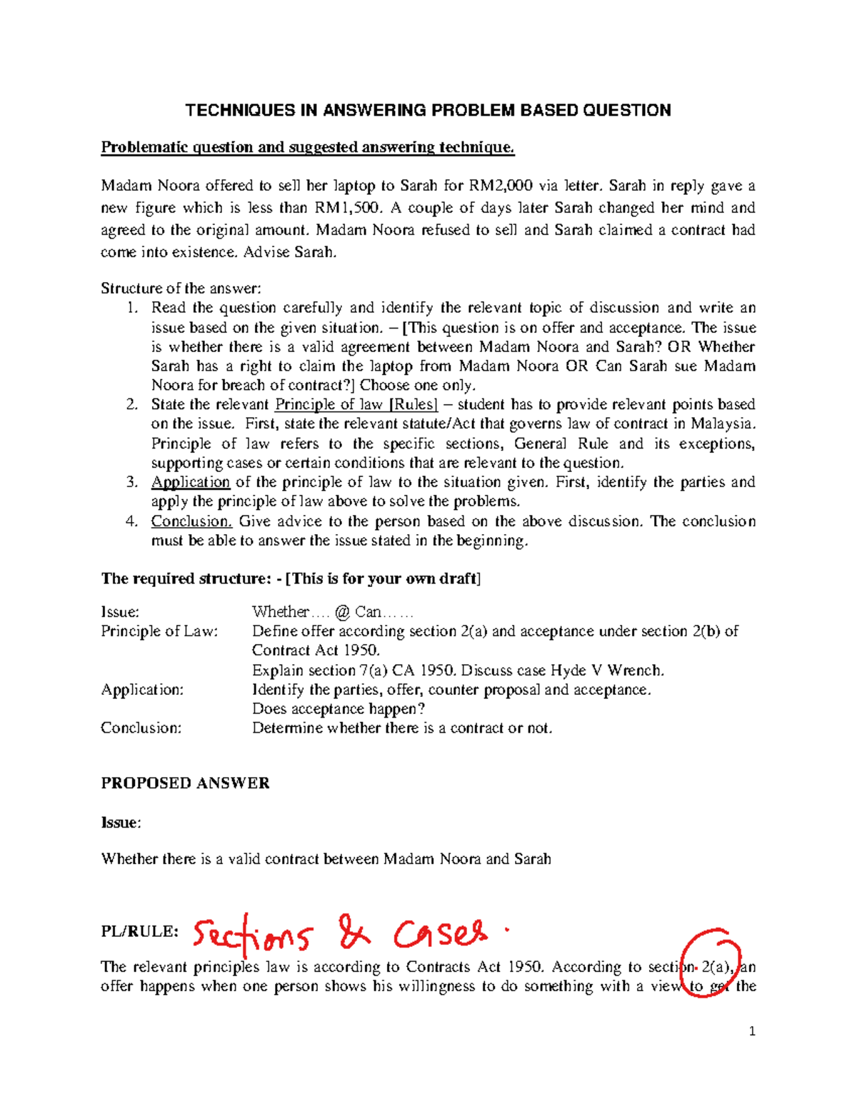 2021 Techniques IN Answering Problem Based Question - 1 TECHNIQUES IN ...