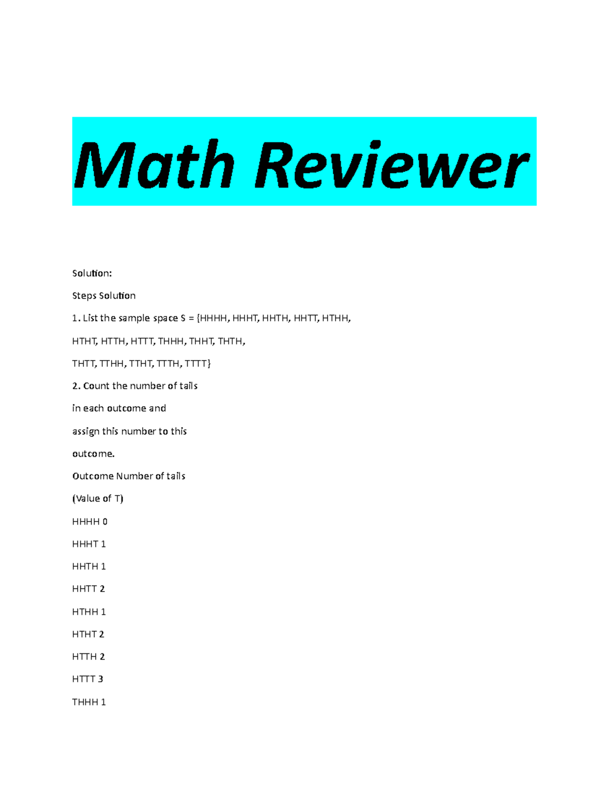 M-4 - Lecture notes 6 - Math Reviewer Solution: Steps Solution List the ...