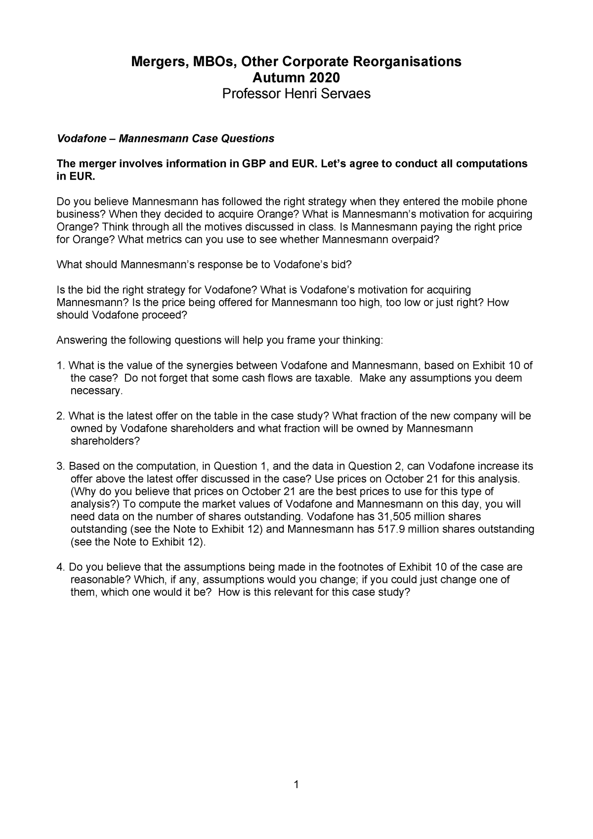 vodafone mannesmann merger case study pdf