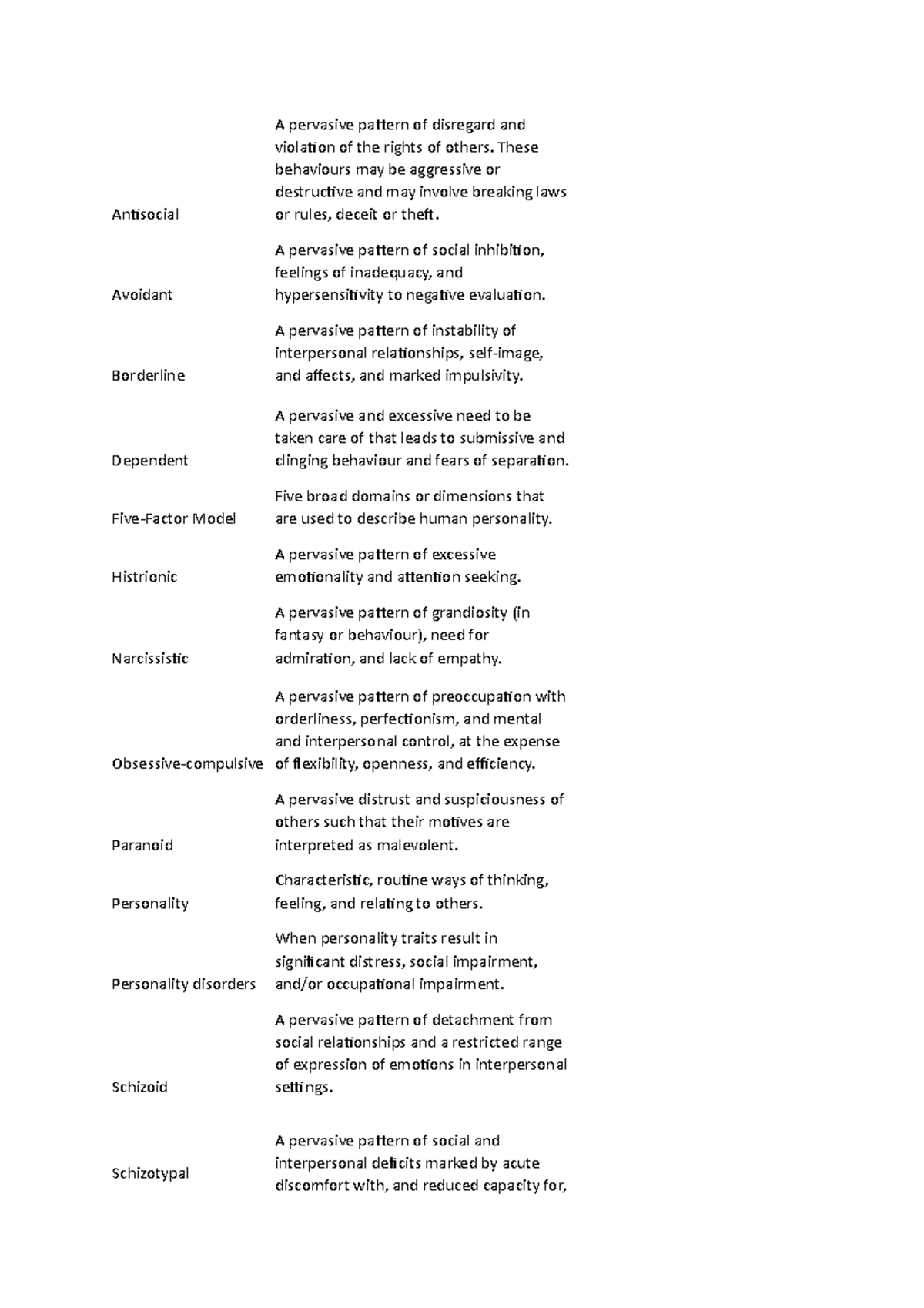 Personality disorders - Antisocial A pervasive pattern of disregard and ...