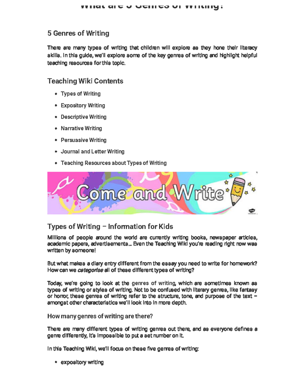 5 Types of Writing Genres of Writing Information & Resources Twinkl 5