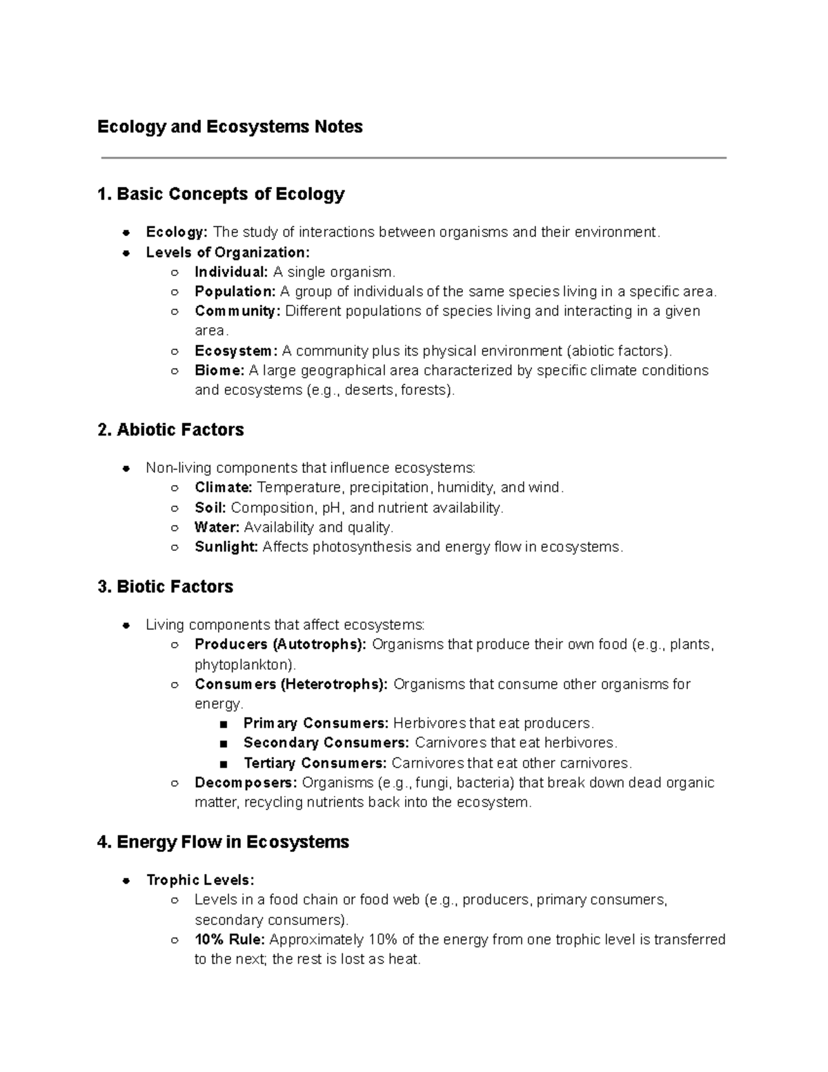 structure of DNA - Ecology and Ecosystems Notes 1. Basic Concepts of ...
