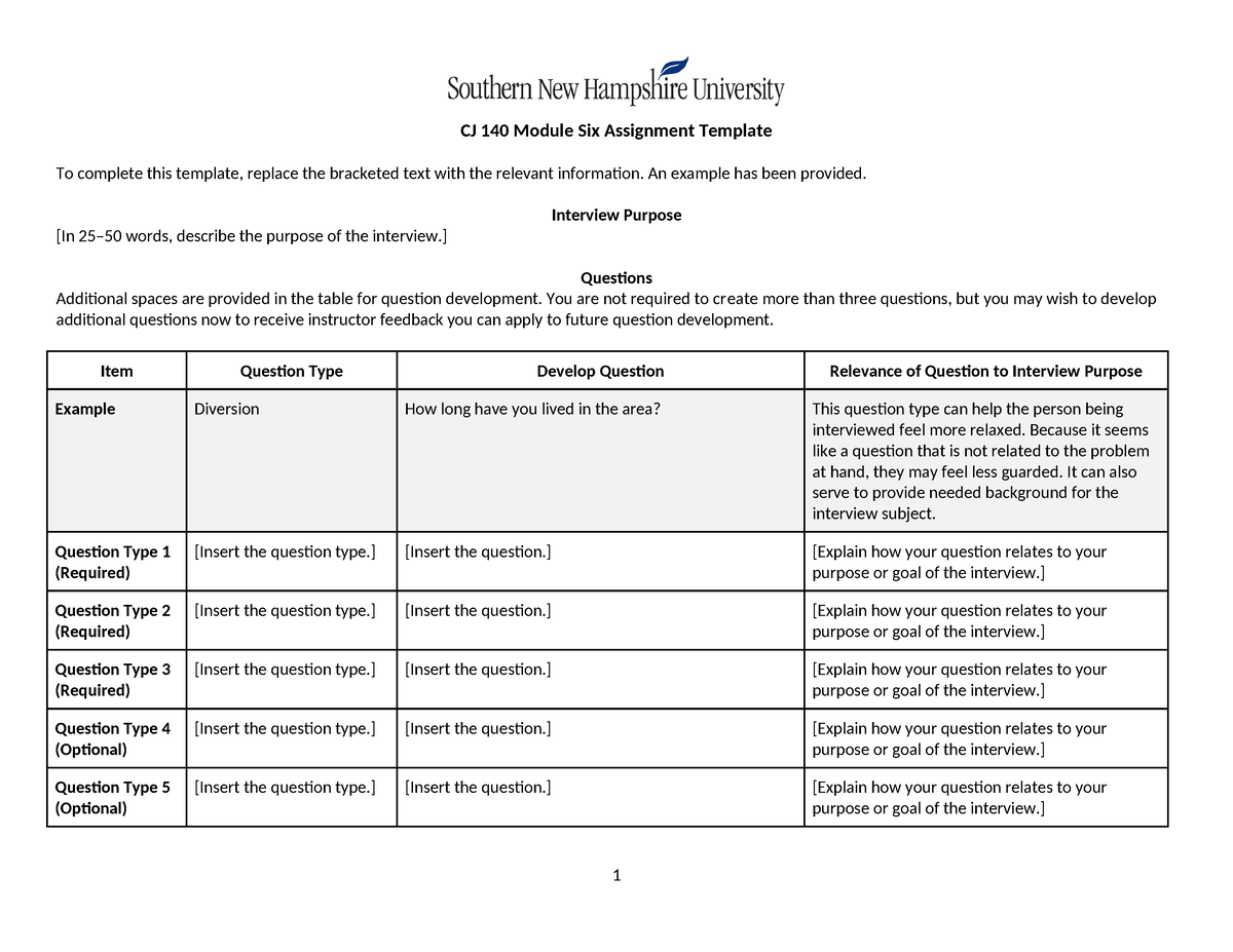 CJ 140 Module Six Assignment Template - An Example Has Been Provided ...