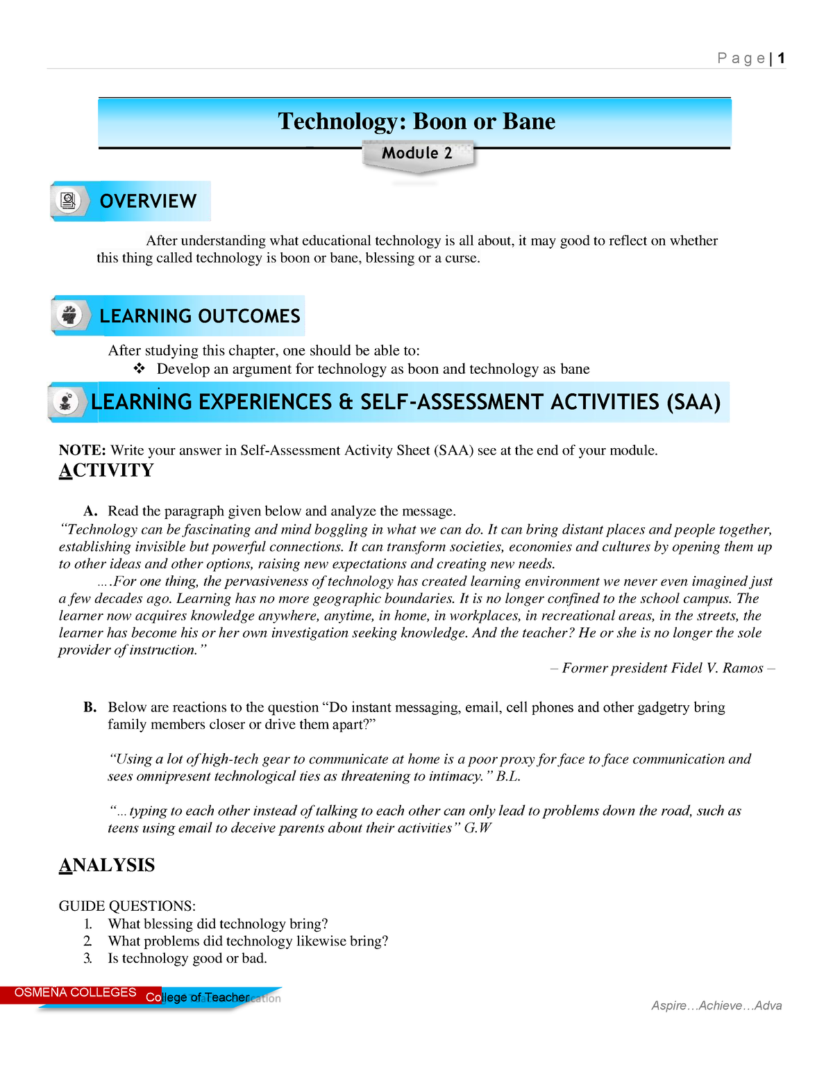 Angela-Verano TTL1 Prof Ed 8He Module-2 - OSMEÑA COLLEGES College Of ...