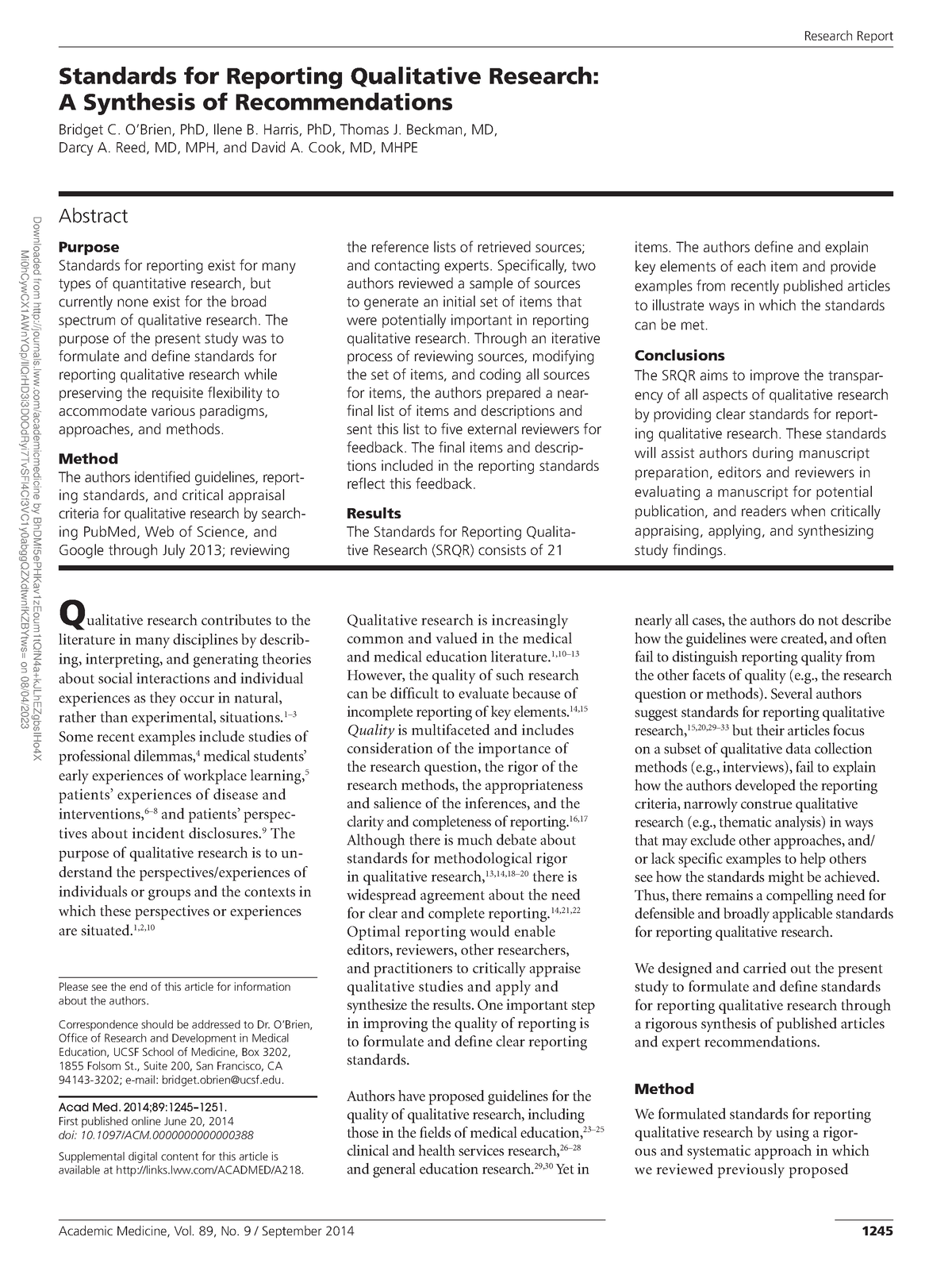 reporting qualitative research standards challenges and implications for health design