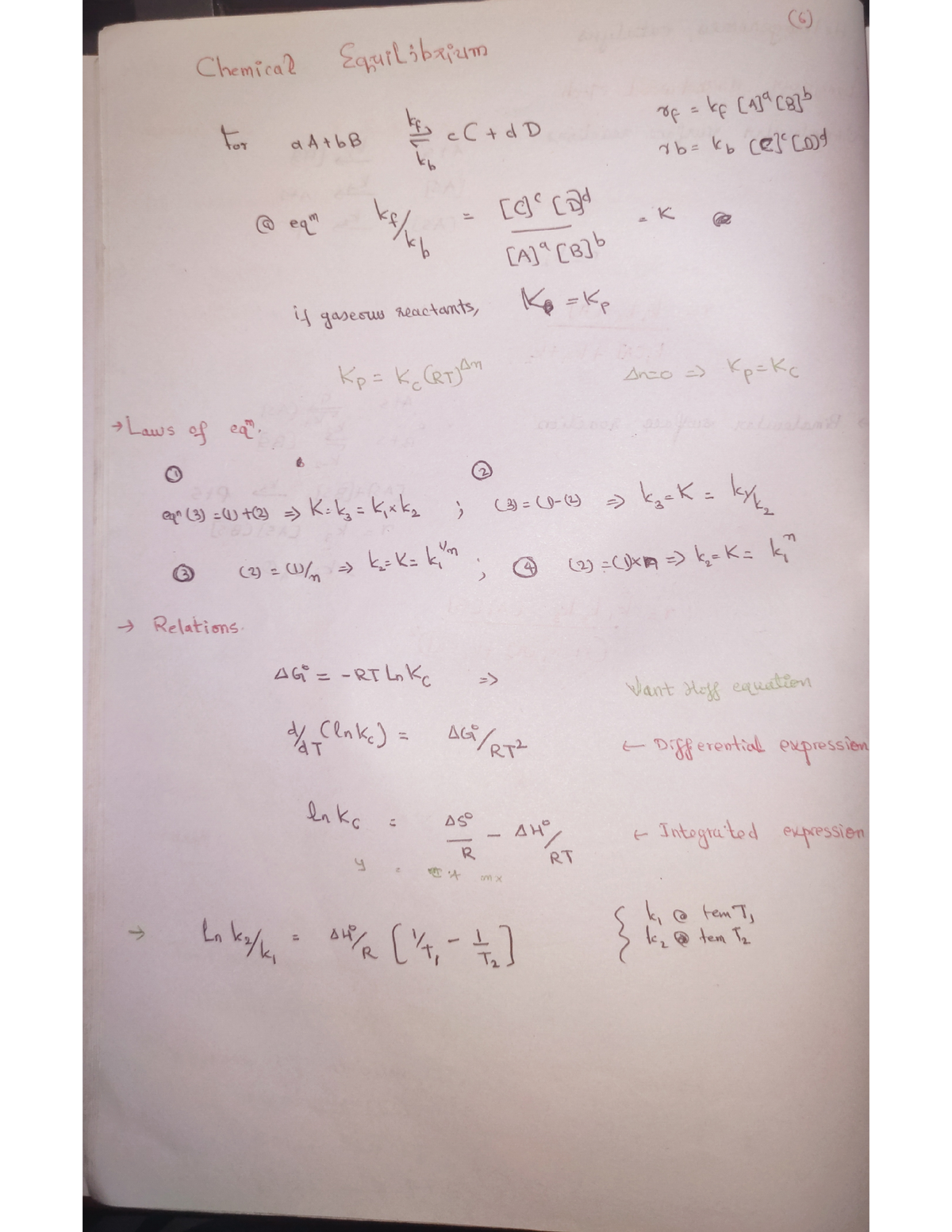 Chemicalequilibrium - Summary Of Chemical Equilibrium For Revision - (6 ...