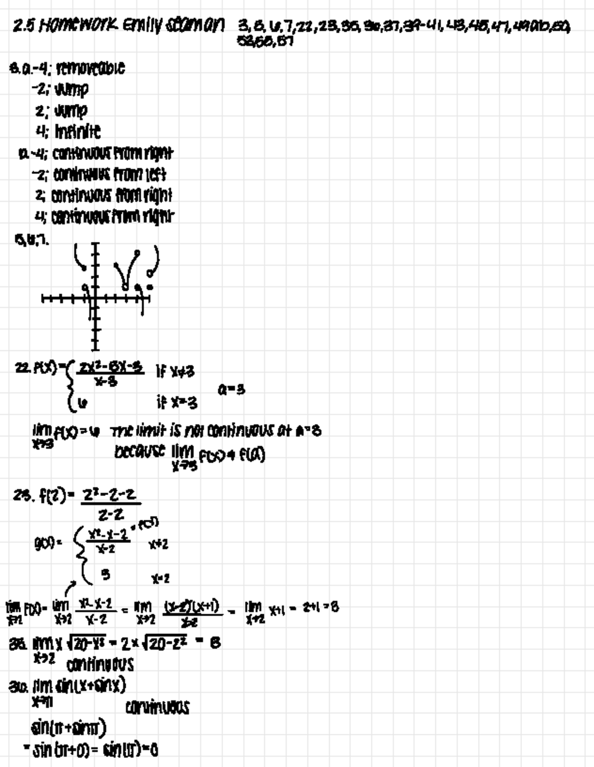 CALC 1 HW 2.5 Emily Seaman 2 - 2. 5 Homework Emily staman 3 , 5 , 4 , 7 ...