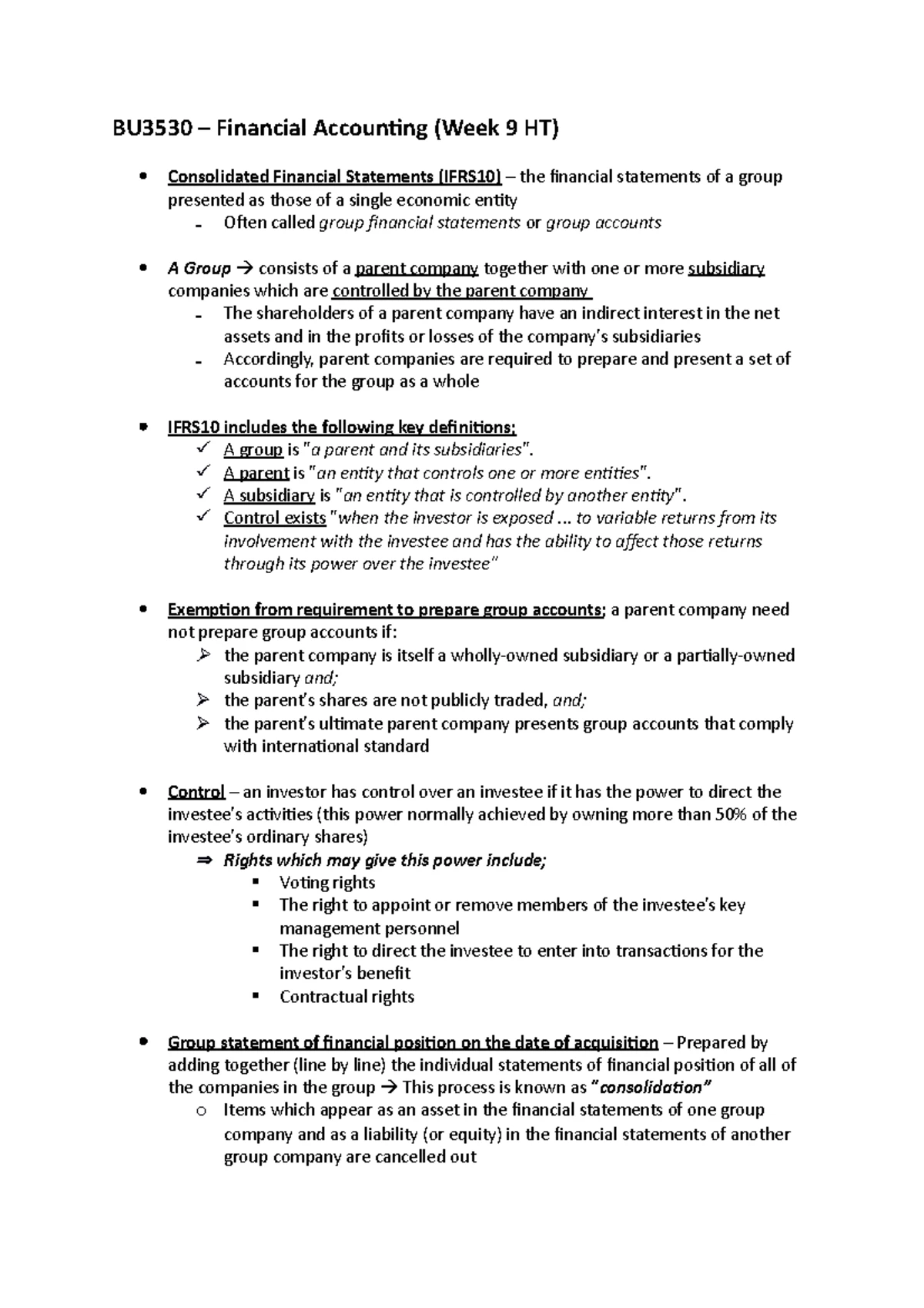 BU3530 - Financial Accounting (Week 9 HT) - BU3530 – Financial ...