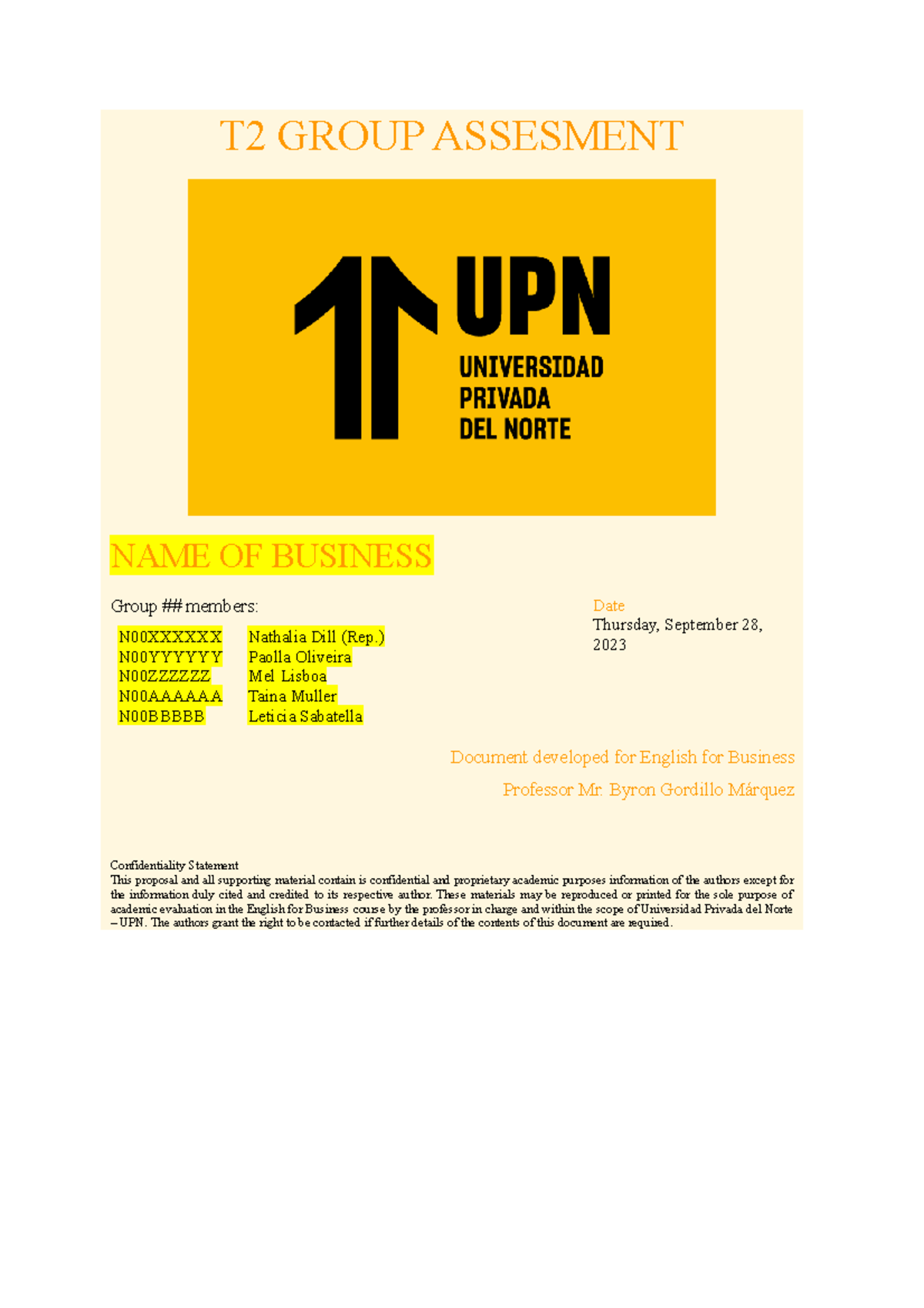 T2 EFB Group 00 Nombre Apellido Representante(modelo) - T2 GROUP ...