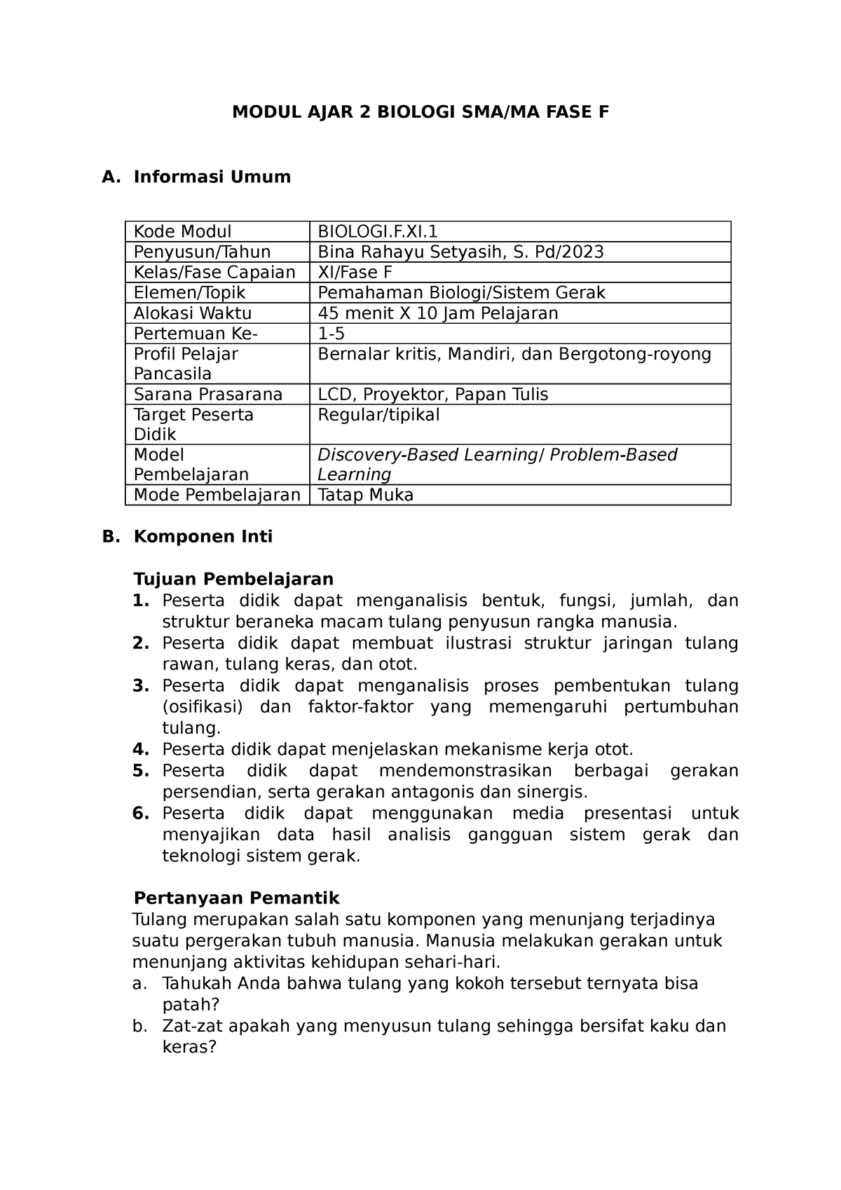 Modul AJAR Biologi SMA Kelas XI BAB 2 - MODUL AJAR 2 BIOLOGI SMA/MA ...