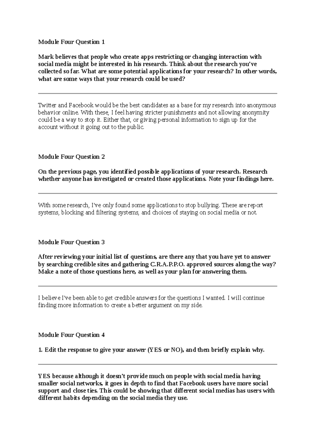 Module 4 Short Responses - Module Four Question 1 Mark believes that ...