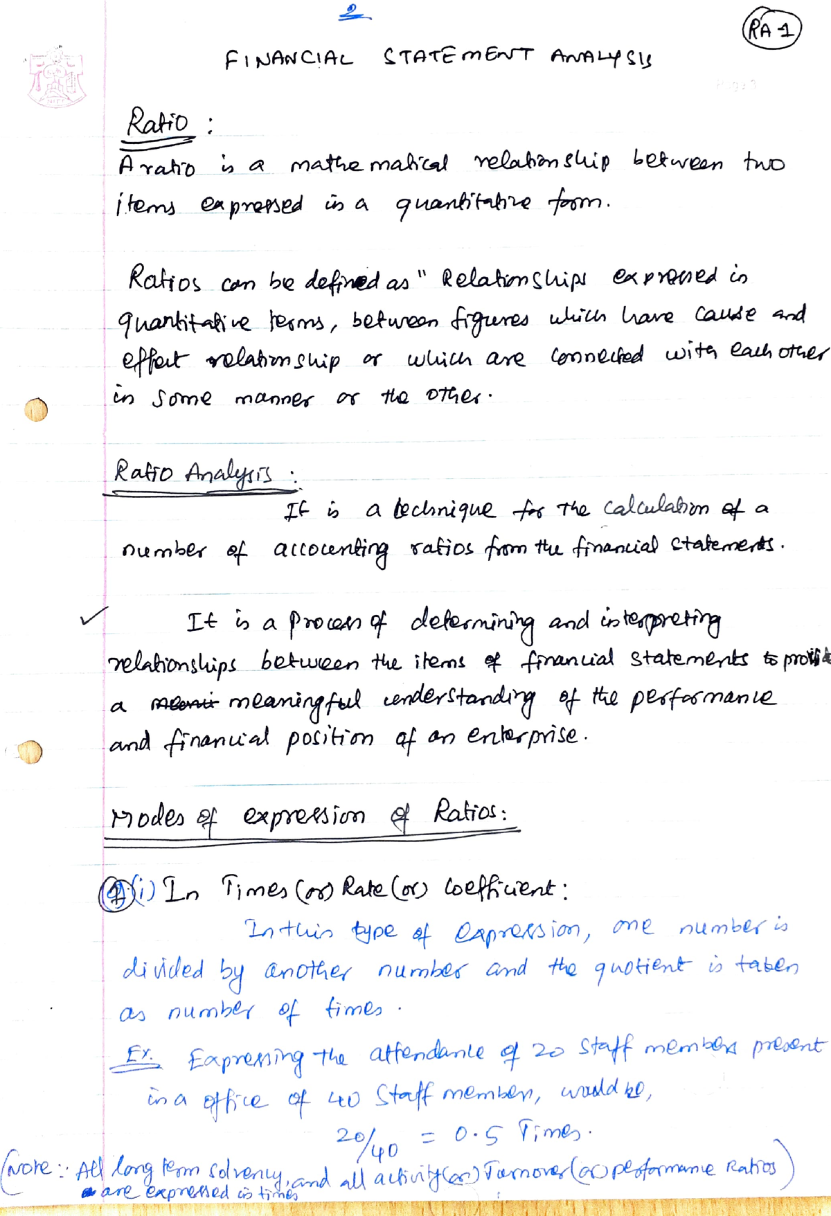 30 Ratio Analysis Formula - RA 1) FINANCIAL STATEm&NT An L Sy Ratio ...