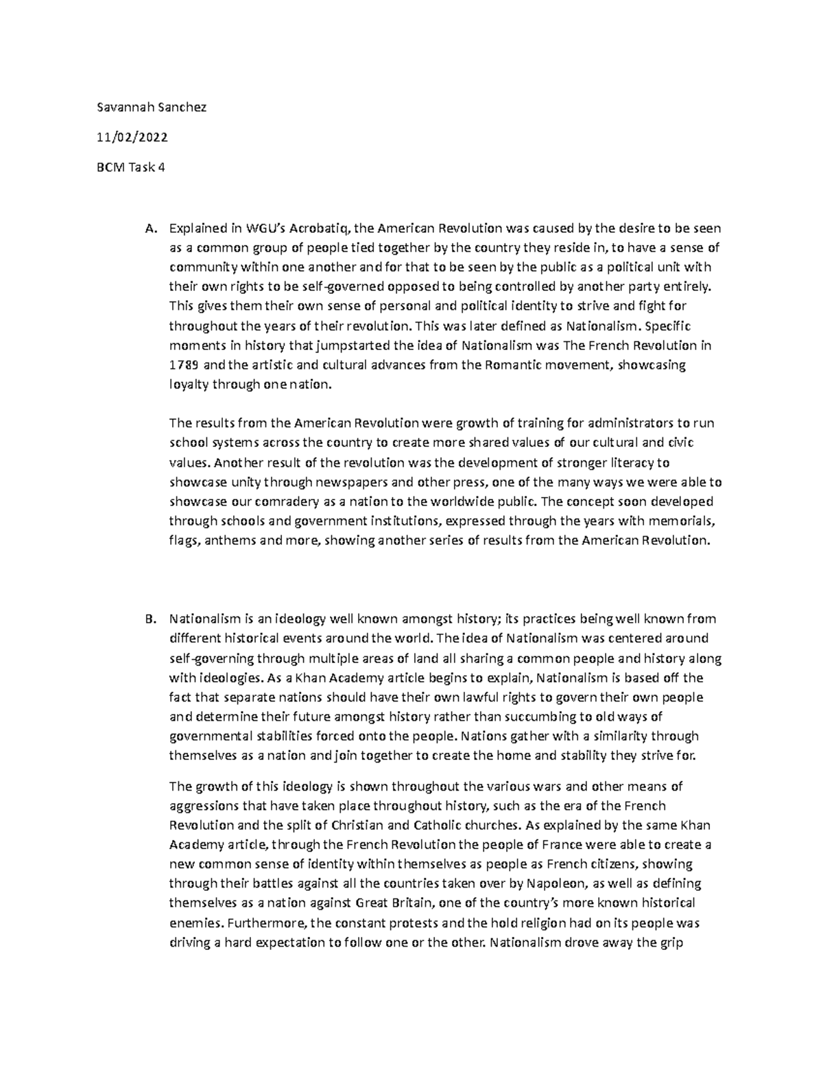 BCM Task 4 Passed - Savannah Sanchez 11/02/ BCM Task 4 A. Explained in ...