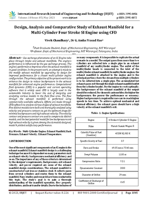 Design Analysis OF Exhaust manifold - DESIGN ANALYSIS OF EXHAUST ...