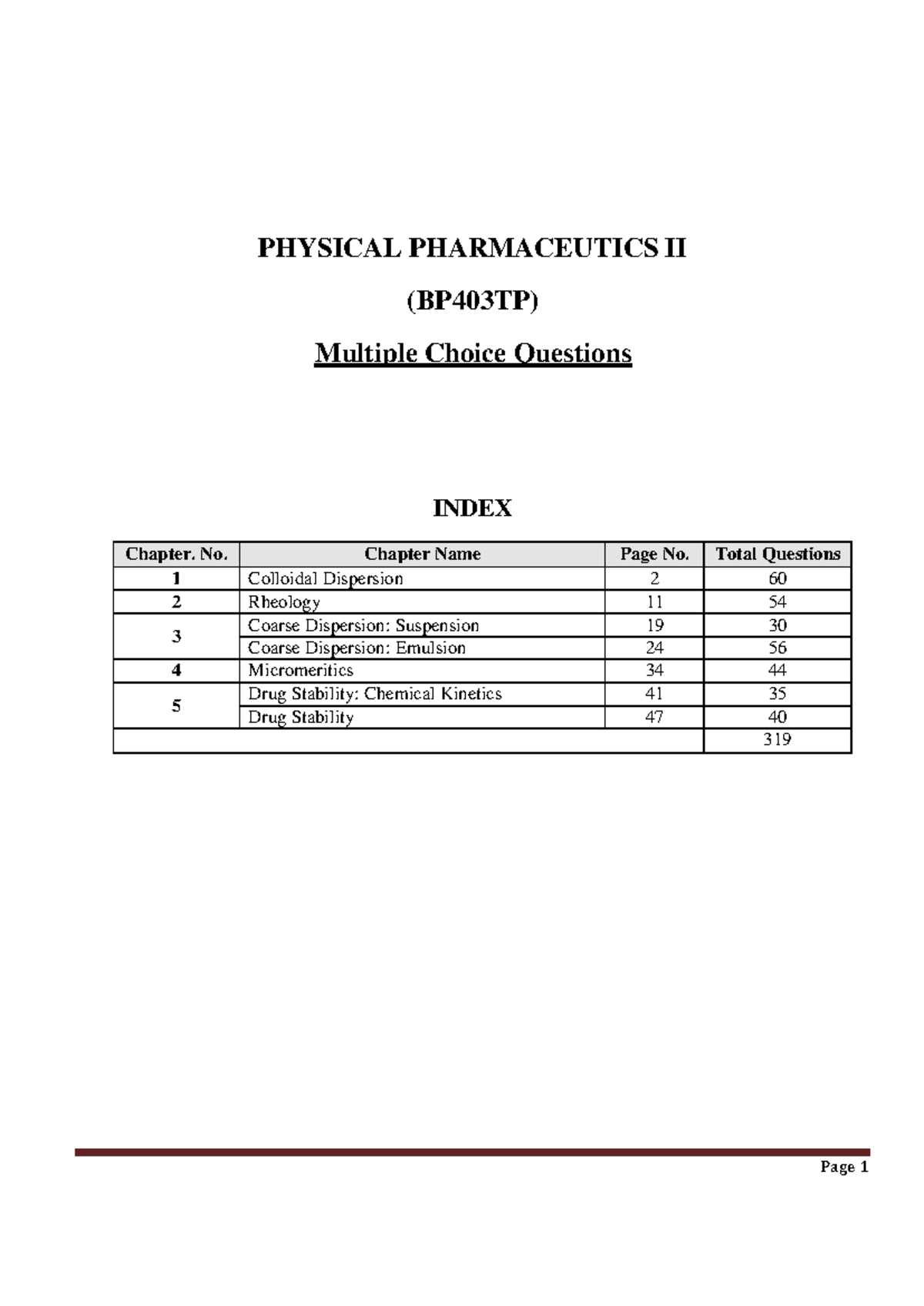 Mcq Of Physical Pharmaceutics IlBP403TP Physical Pharmaceutics Il