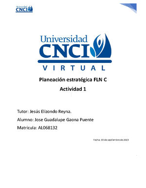 Planeación estratégica actividad 1 - Nombre del Estudiante: Claudia ...