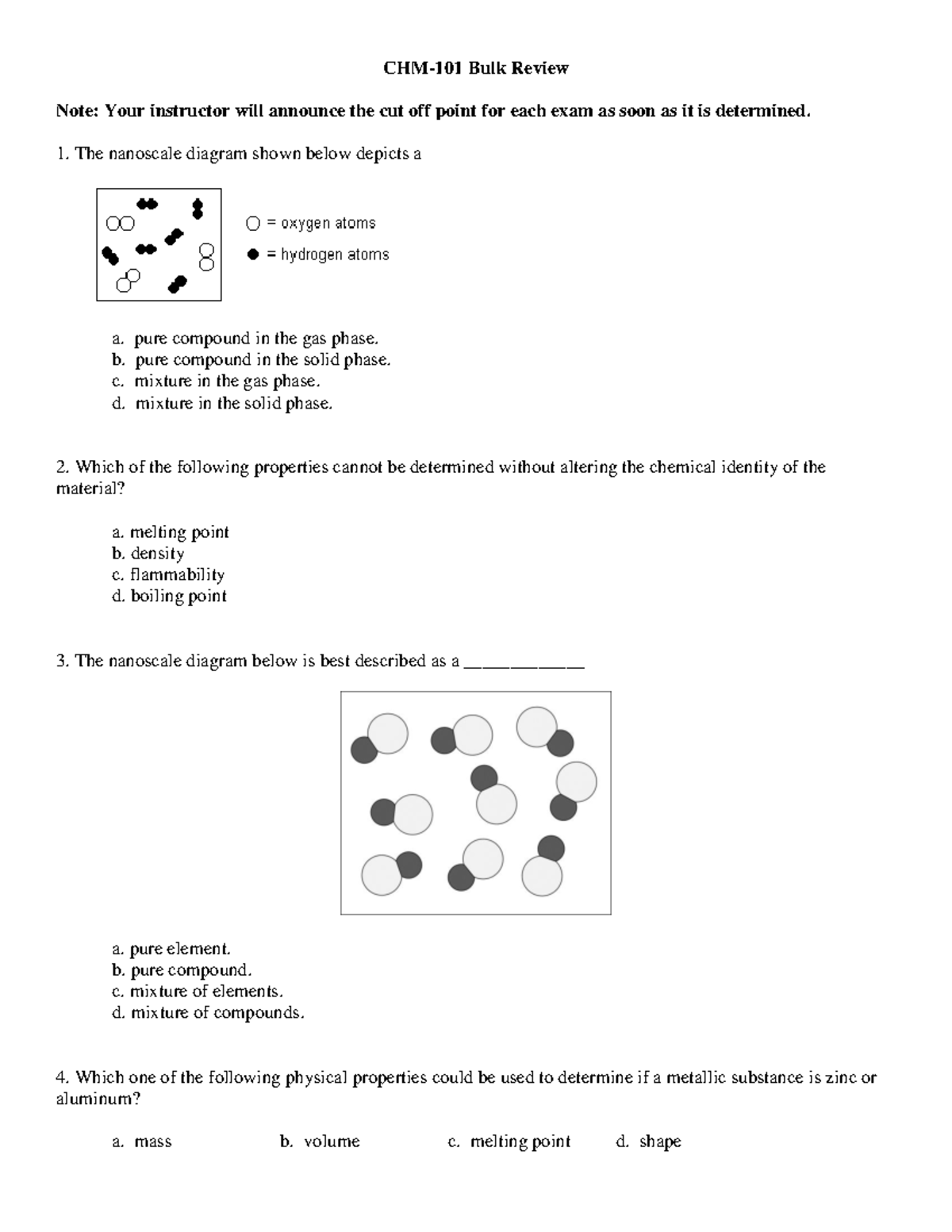 Bulk Review - Practice questions for Exam 1 - CHM- 101 Bulk Review Note ...
