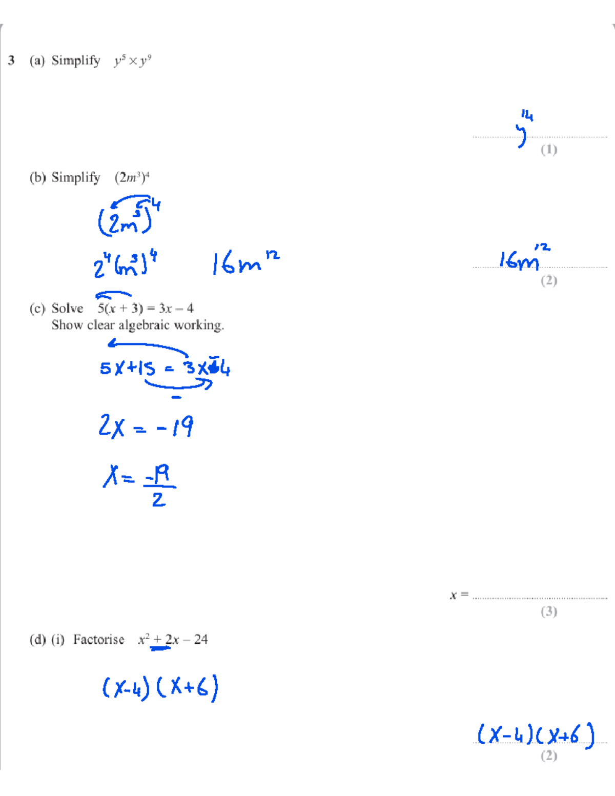 Quiz 1 solved - quizzes - 3 (a) Simplify ysxy9 14 y (1) (b) Simplify ...