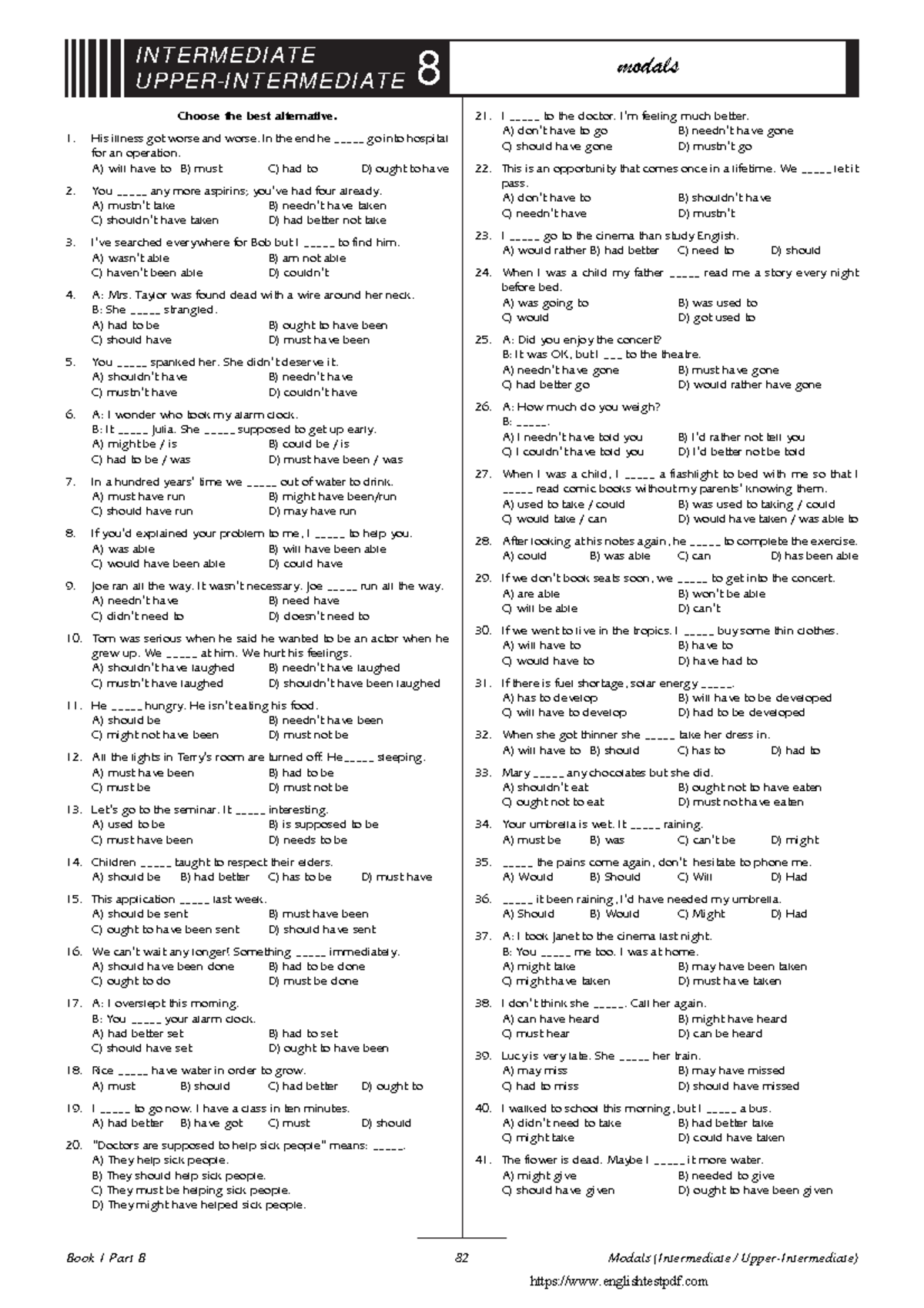 B8-Modals Intermediate Upper-Intermediate - 82 I N T ERM EDI ATE U PPER ...