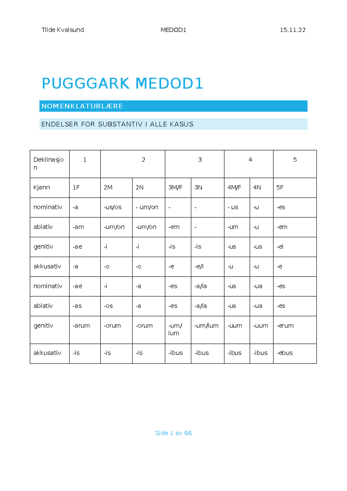 Pugggark MEDOD 1 - PUGGGARK MEDOD NOMENKLATURLÆRE ENDELSER FOR ...