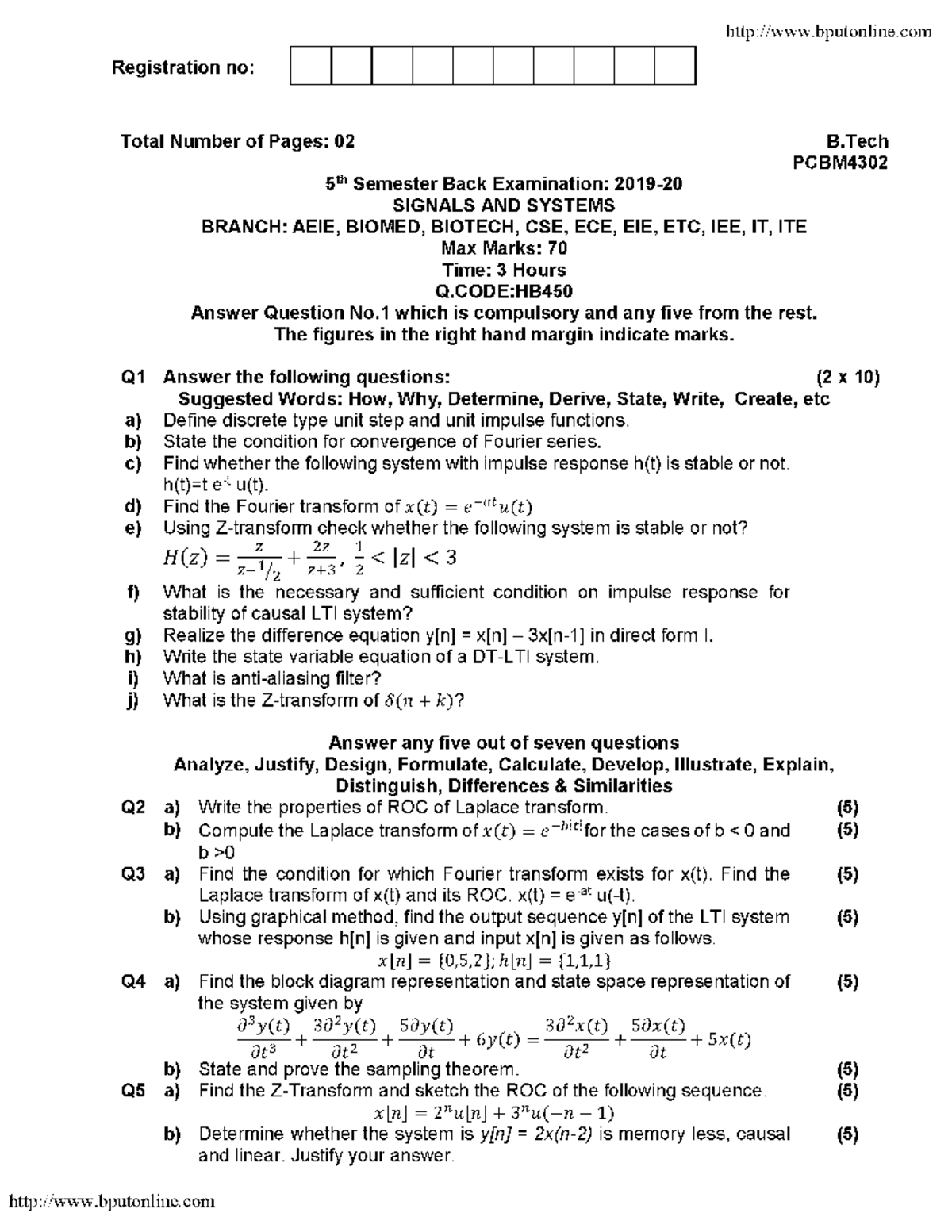 Btech all 5 sem signals and systems pcbm4302 2020 - Signal and Systems ...