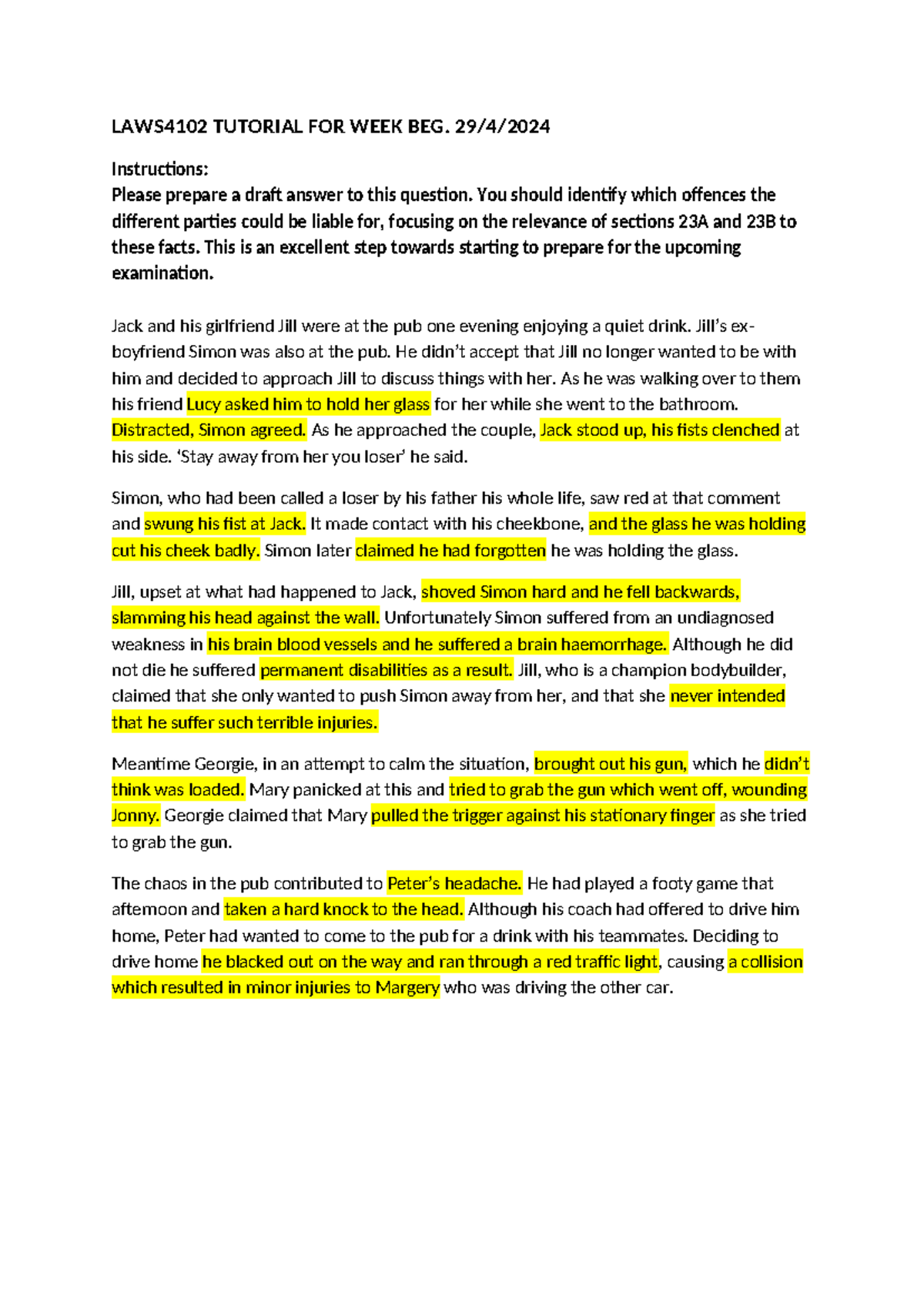 Tutorial 9 2024 - LAWS4102 TUTORIAL FOR WEEK BEG. 29/4/ Instructions ...