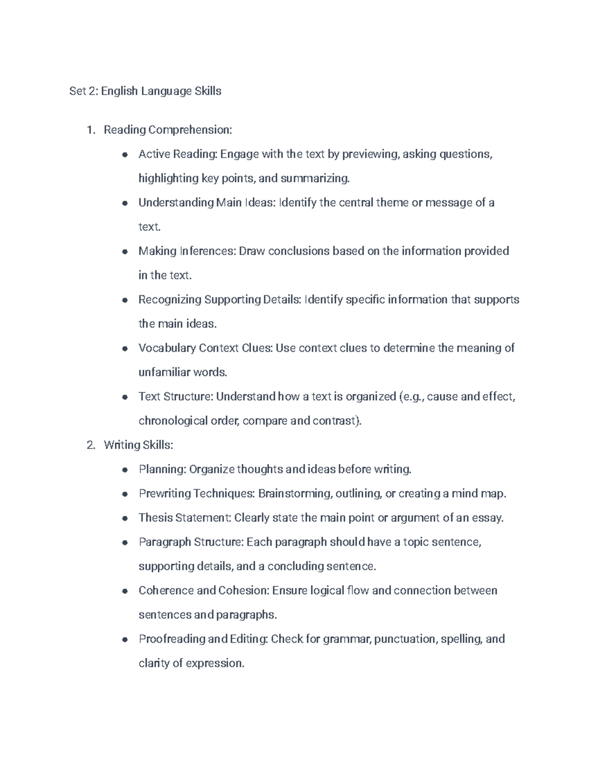 Set 2 English Language Skills - Set 2: English Language Skills Reading ...