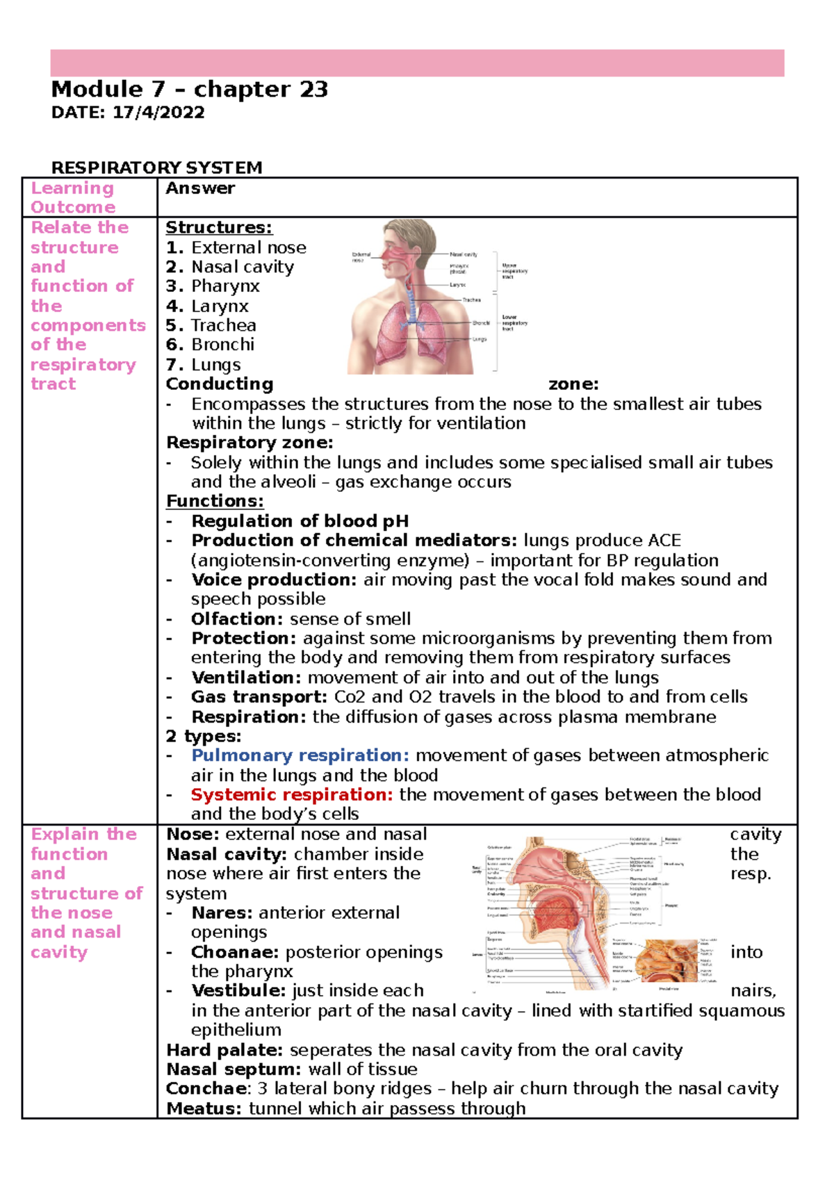 Module 7 - HUMB1001 Notes 2022 - Module 7 – chapter 23 DATE: 17/4 ...