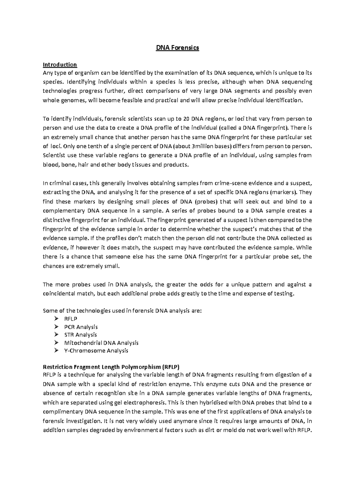 Practical 1 DNA Forensics - DNA Forensics Introduction Any type of ...