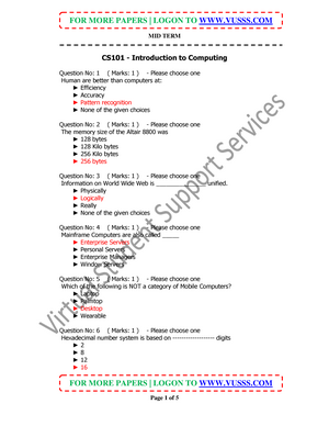 MGT101 Super File Solved 100% - MIDTERM EXAMINATION MGT101- Financial ...