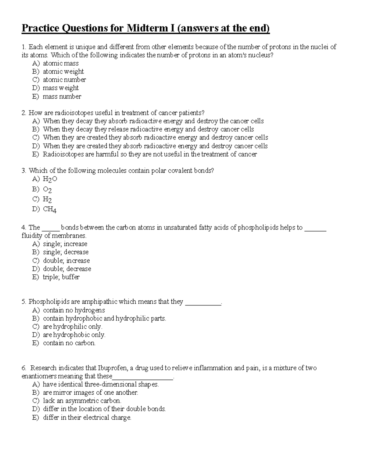 Practice-midterm 1 - Practice midterm as prep for midterm I: Cell ...