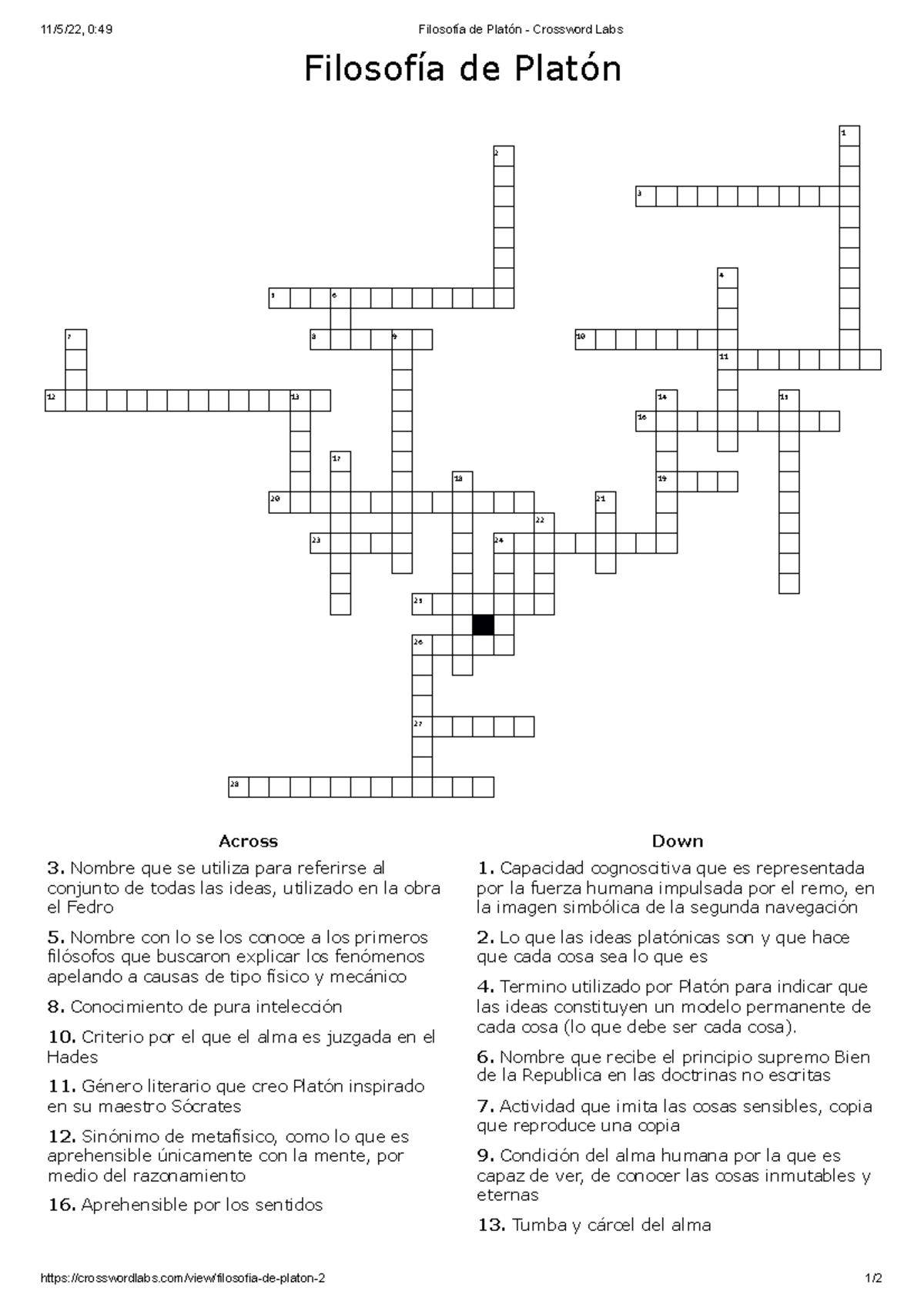 Filosof a De Platon Crossword Labs 11 5 22 0 49 Filosof a De 