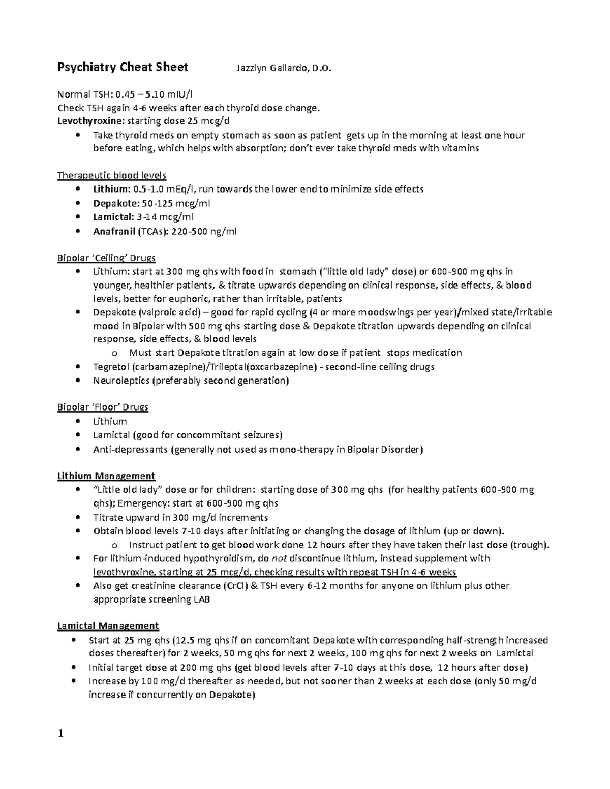 Psych Cheat Sheet - Key concepts - Psychiatry Cheat Sheet Jazzlyn ...