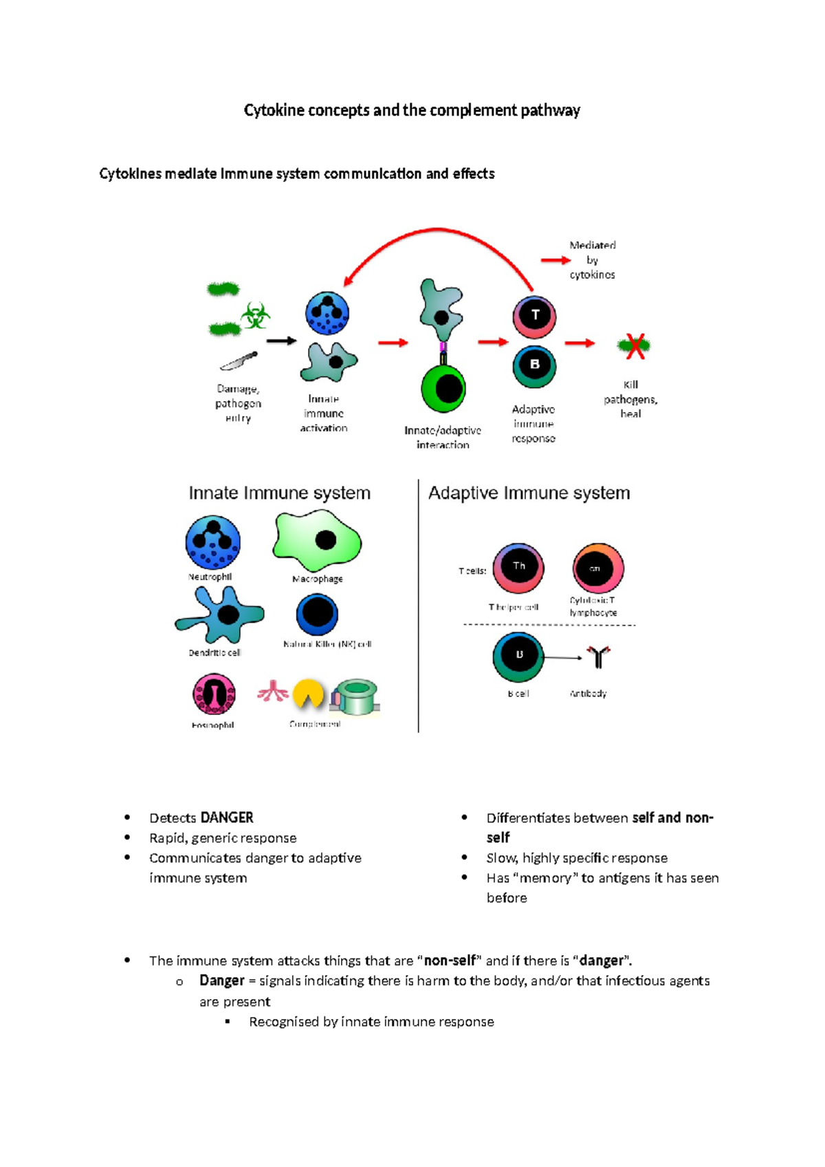 Lecuture Notes - Cytokines - Cytokine concepts and the complement ...