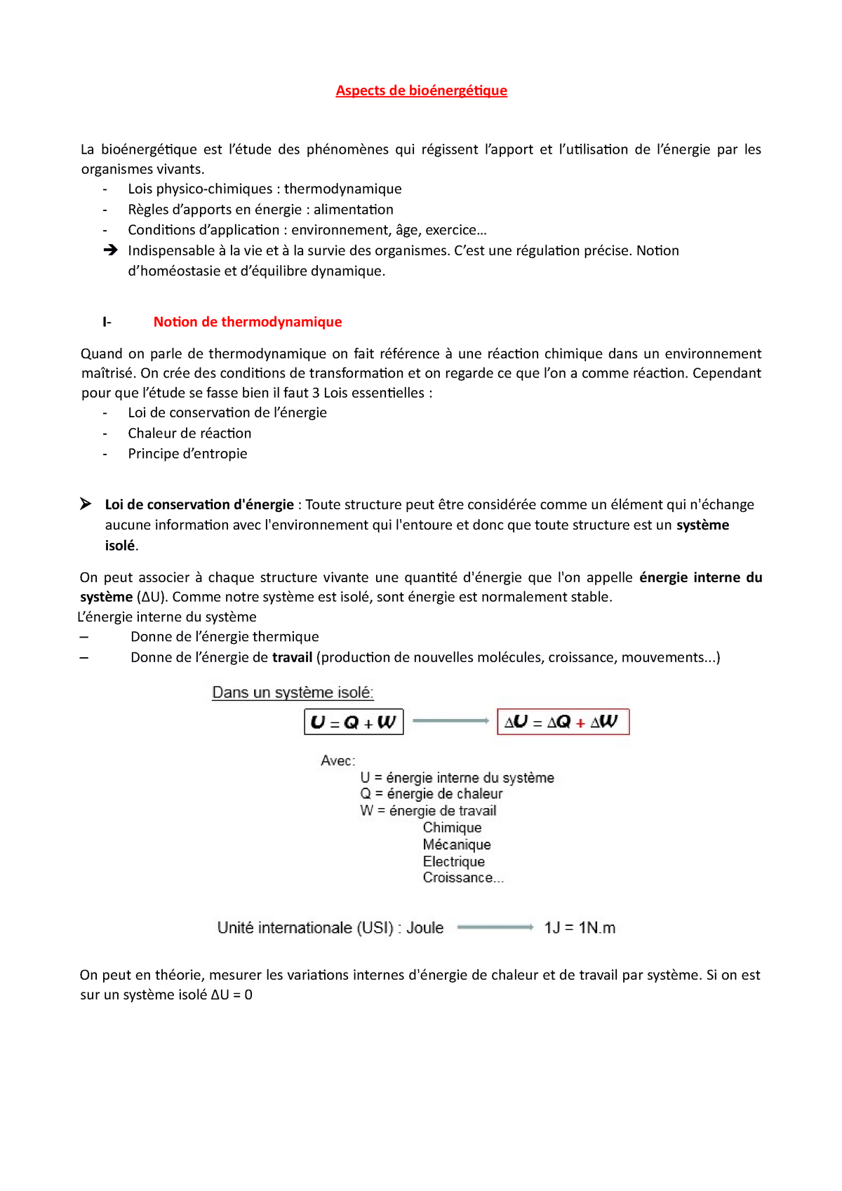 Chapitre 3 - Notes De Cours 3 - Aspects De Bioénergétique La Bioénergétique  Est L'étude Des - Studocu