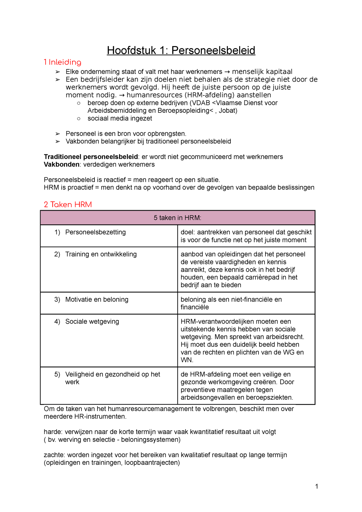 Hoofdstuk 1 Personeelsbeleid Hoofdstuk 1 Personeelsbeleid 1 Inleiding Elke Onderneming Staat Of Studocu