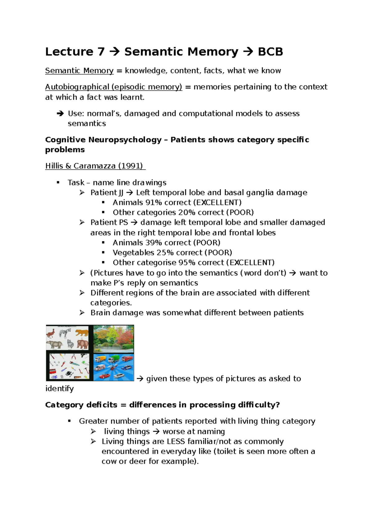 Lecture Notes, Lecture 7 - Semantic Memory - Lecture 7 Semantic Memory ...