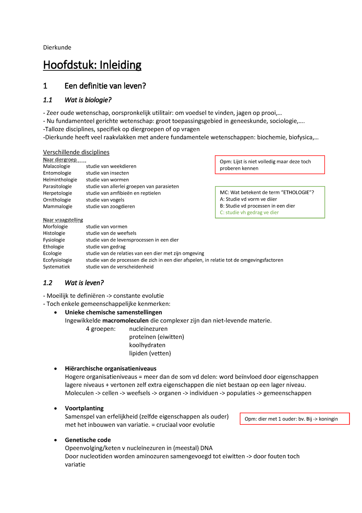 1 Inleiding SV - Hoofdstuk 1 - Dierkunde Hoofdstuk: Inleiding 1 Een ...