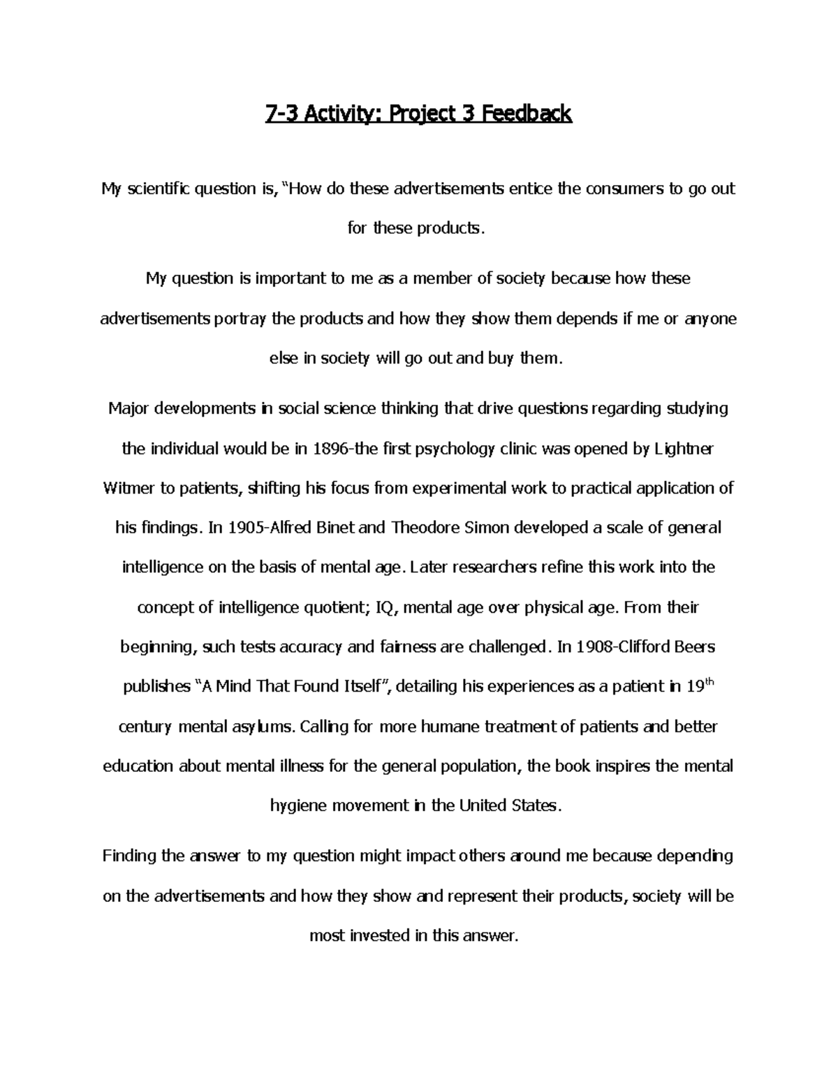 7 3 Activity Project 3 Feedback Non graded 7 3 Activity Project