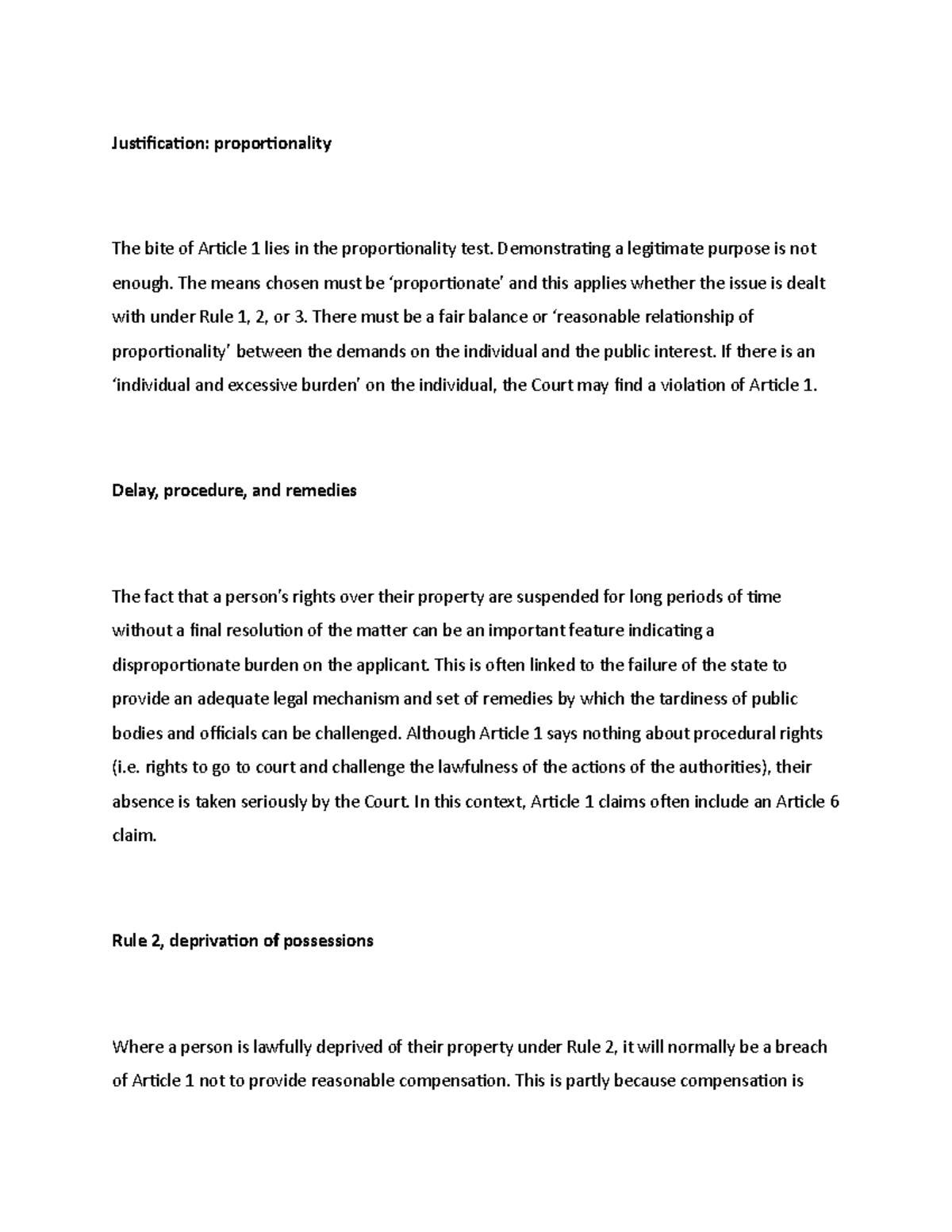 Delay, procedure, and remedies - Justification: proportionality The ...