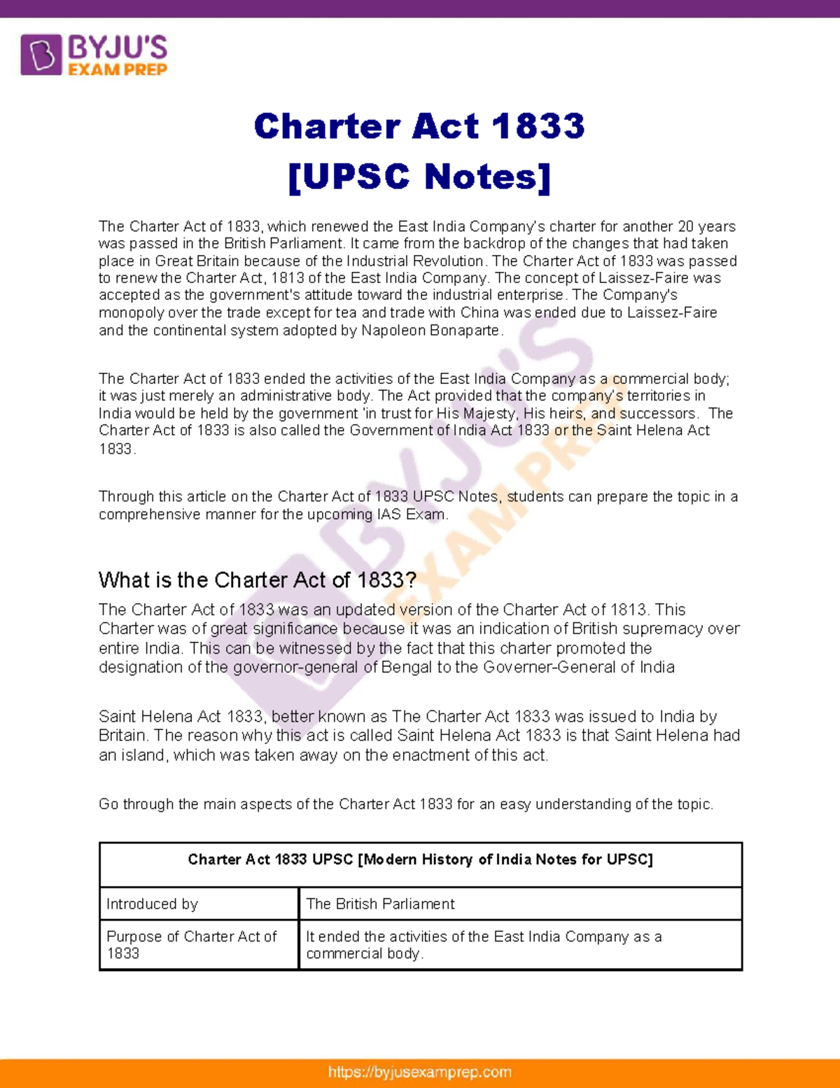 Charter act of 1833 upsc notes 34 - Charter Act 1833 [UPSC Notes] The ...