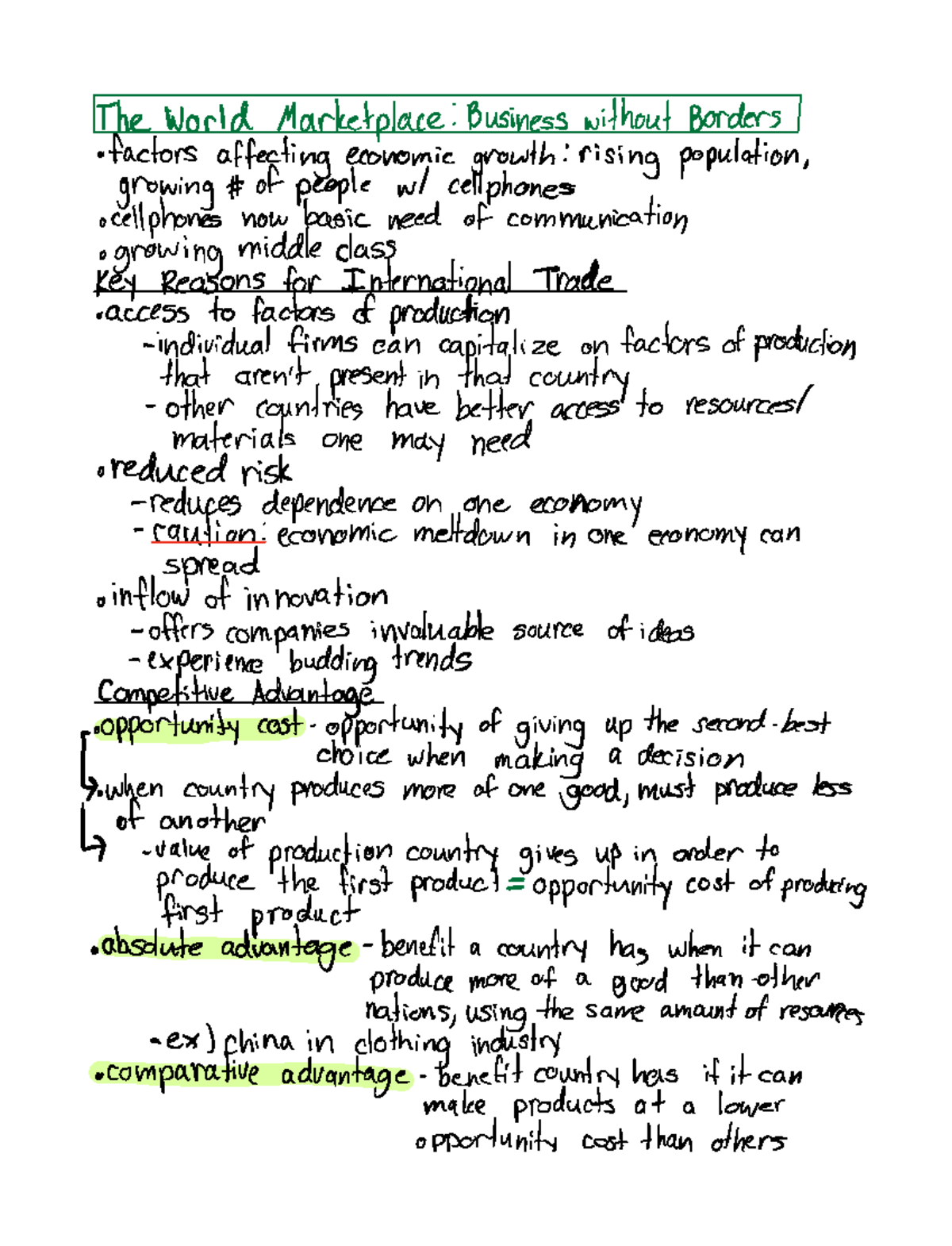 chapter 03 assignment the world marketplace business without borders