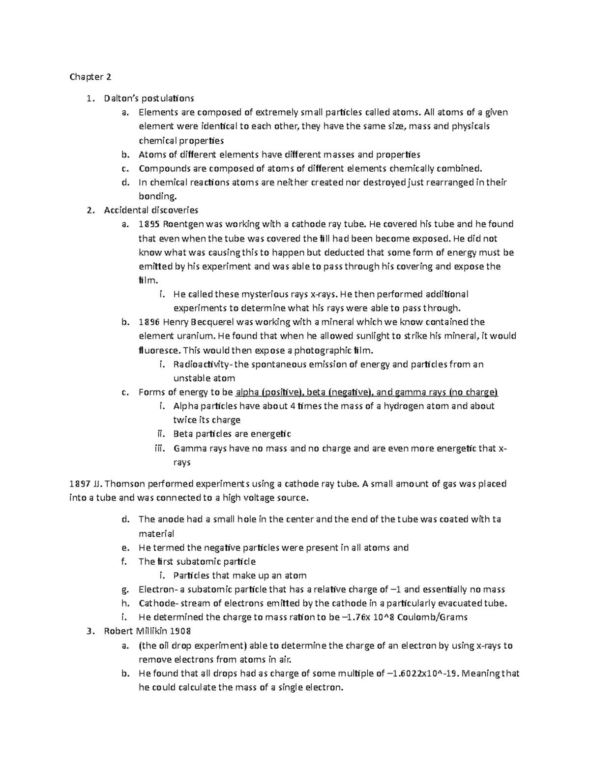 Chapter 2 - General chemistry notes - Chapter 2 Dalton’s postulations a ...