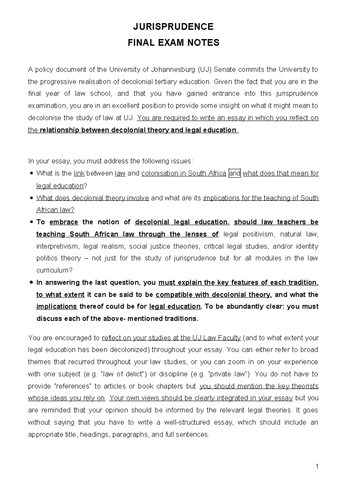 Final summary Notes - JURISPRUDENCE FINAL EXAM NOTES A policy document ...